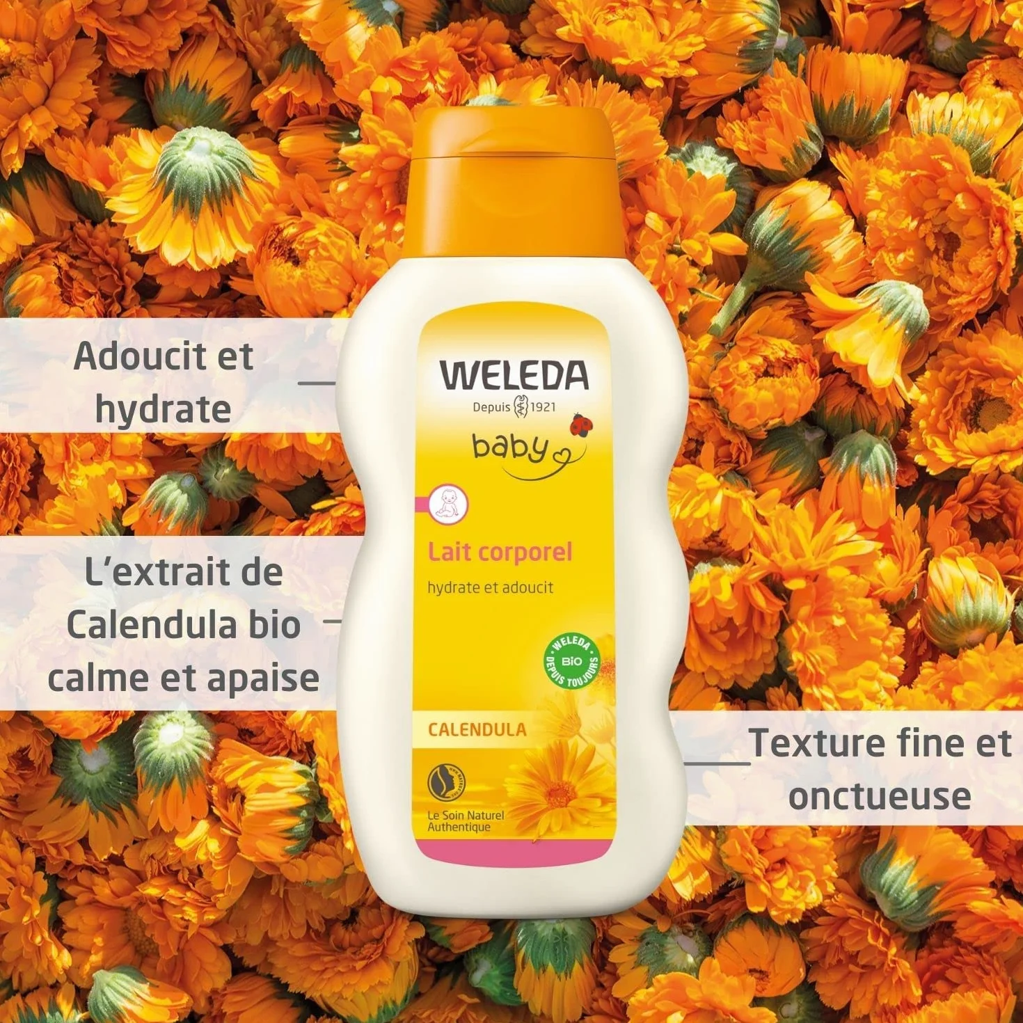 Welda Lait Corporel Calendula 200 ml Peau Délicate Bébés Enfants Adultes Sensible