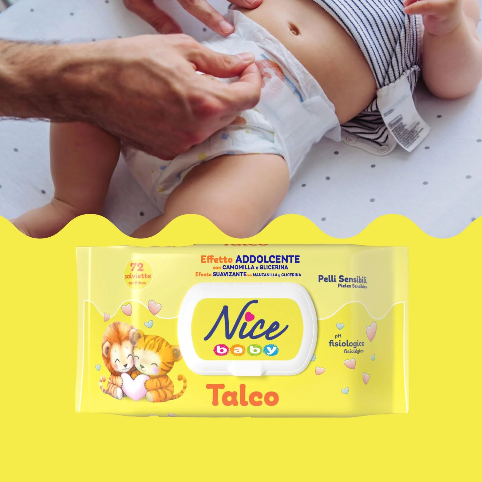 Nice Lingettes nettoyantes bébé camomille glycérine 72 pièces testé dermatologiquement