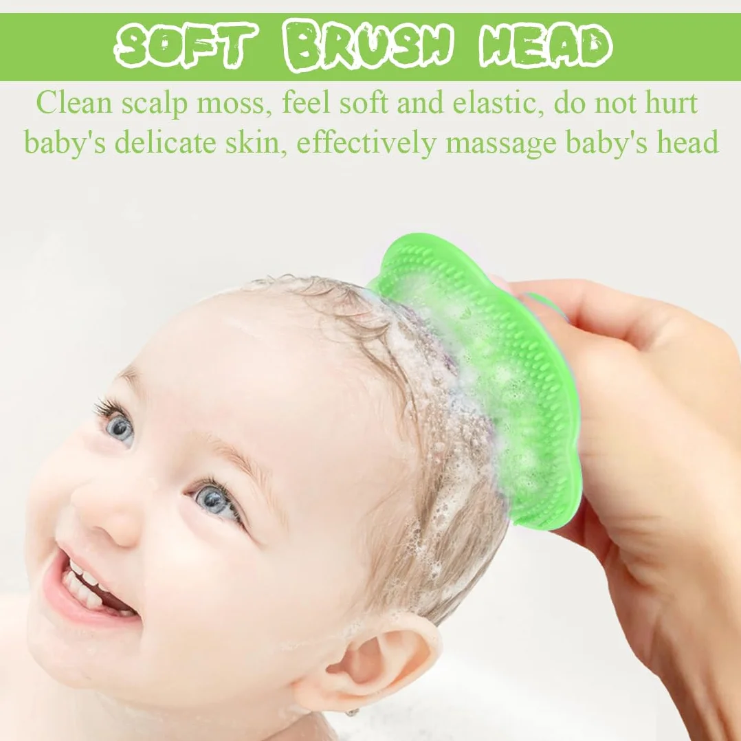 Brosse et peigne pour croûtes de lait bébé - Brosse en silicone doux avec poils sensoriels (Vert)