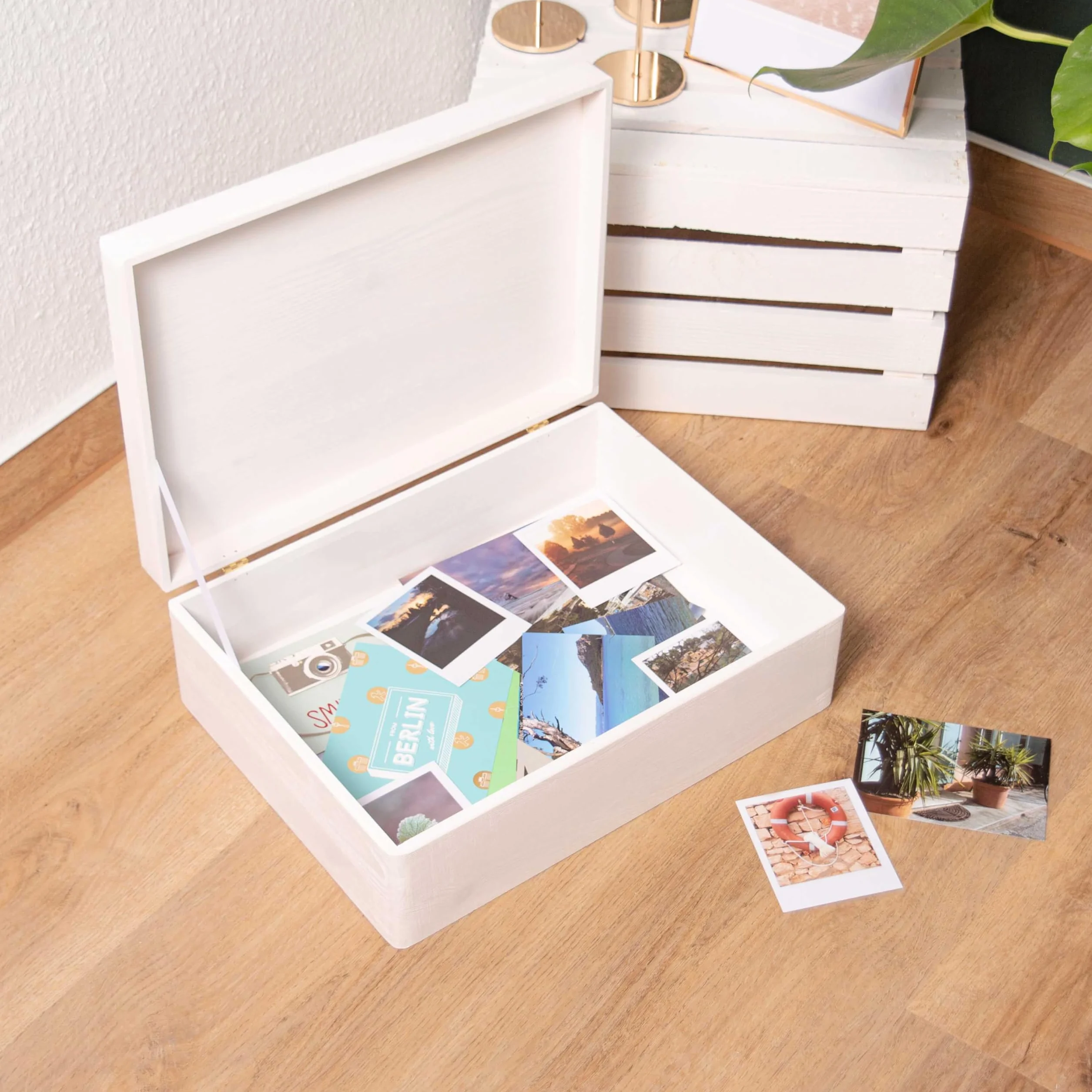 LAUBLUST Boîte à souvenirs bébé personnalisée avec gravure - Cadeau de naissance en bois naturel ou blanc FSC®