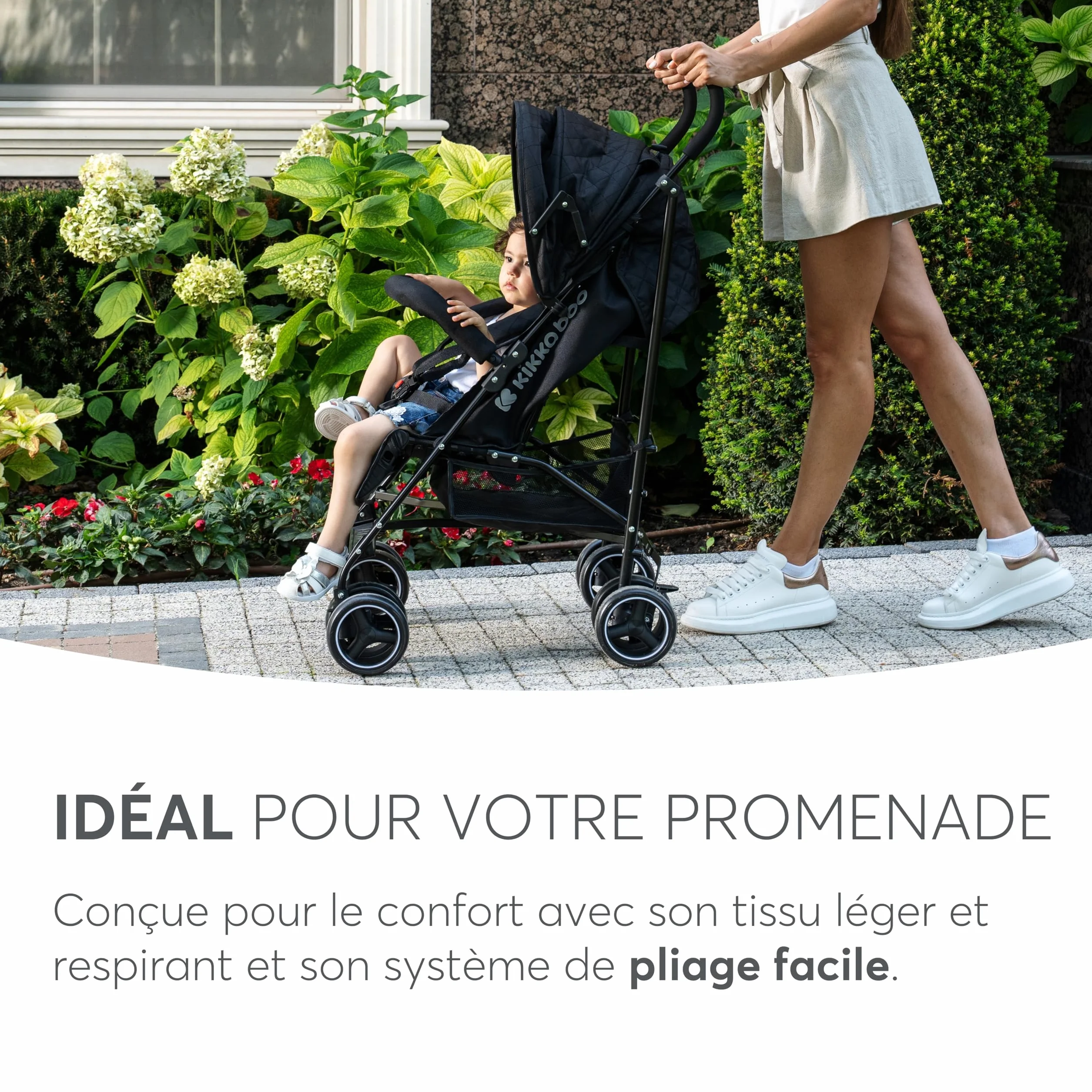 Poussette KikkaBoo BEETLE pliable compacte gris jusqu'à 22 kg