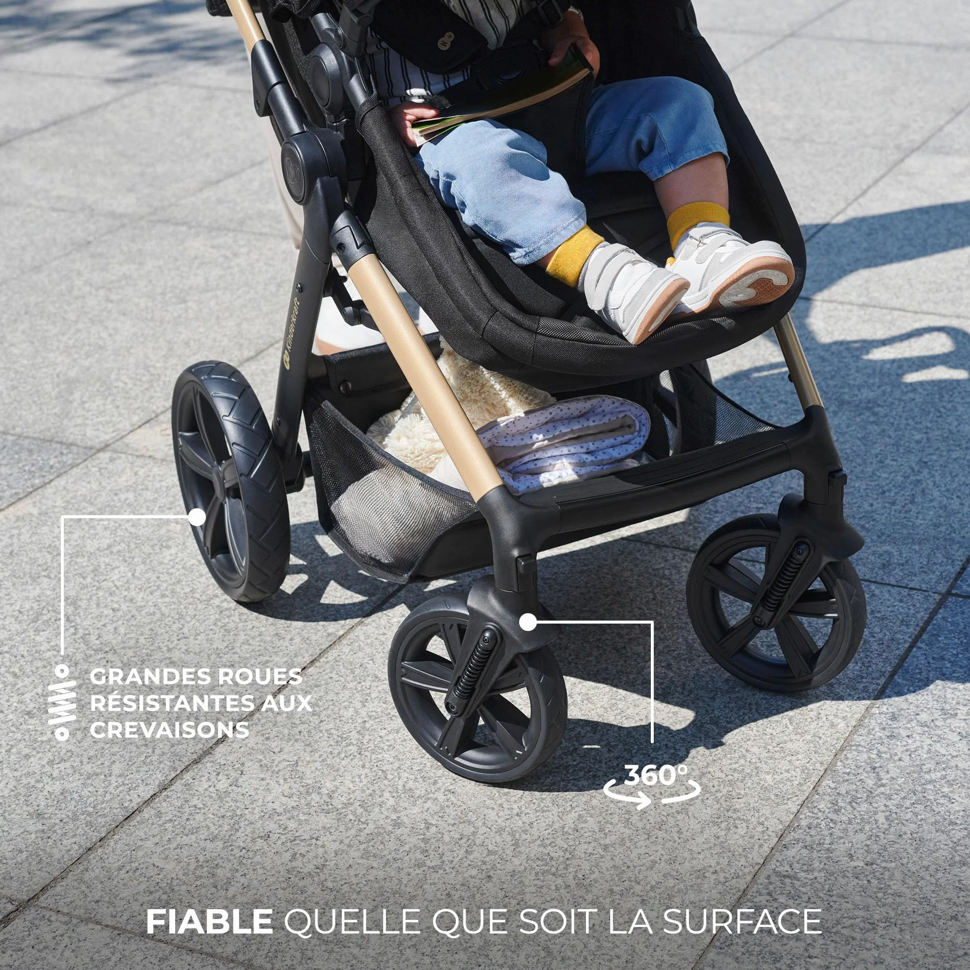 Kinderkraft MOOV 2 Poussette 3 en 1 Travel System avec nacelle 2-en-1 siège auto i-Size Gris
