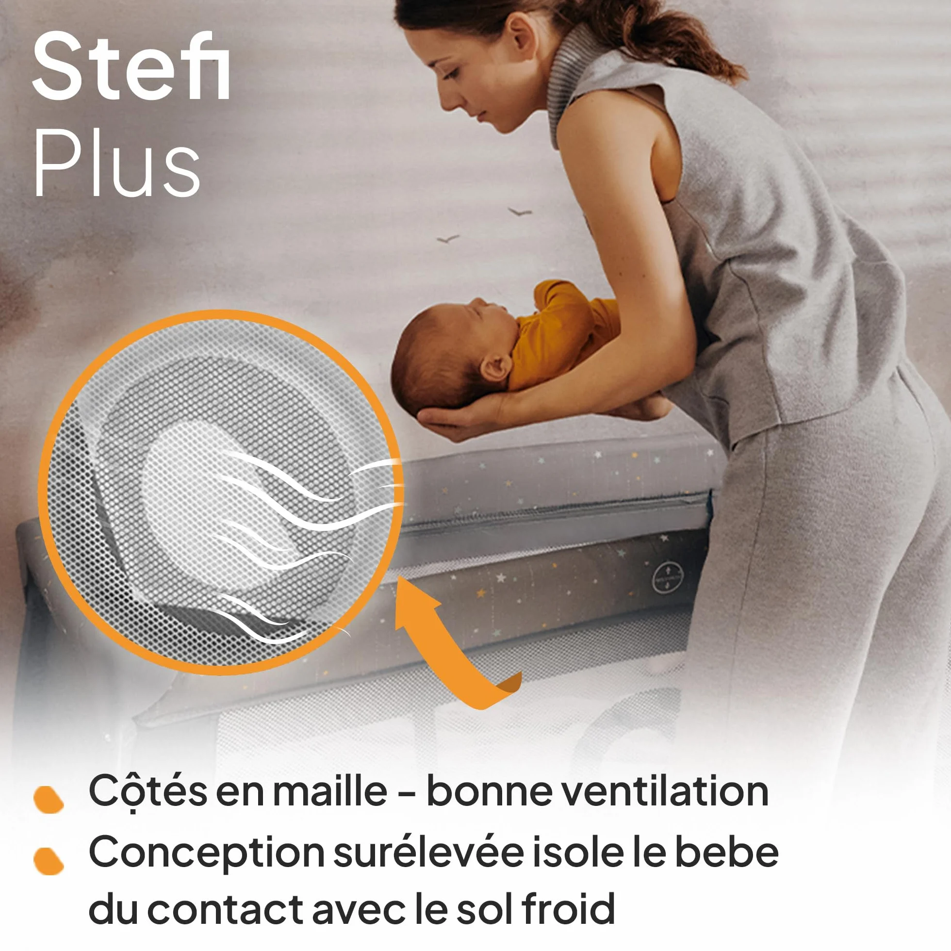 LIONELO Stefi lit bebe bebe LockGuard 15 kg entrée latérale pliage rapide sac de transport Beige