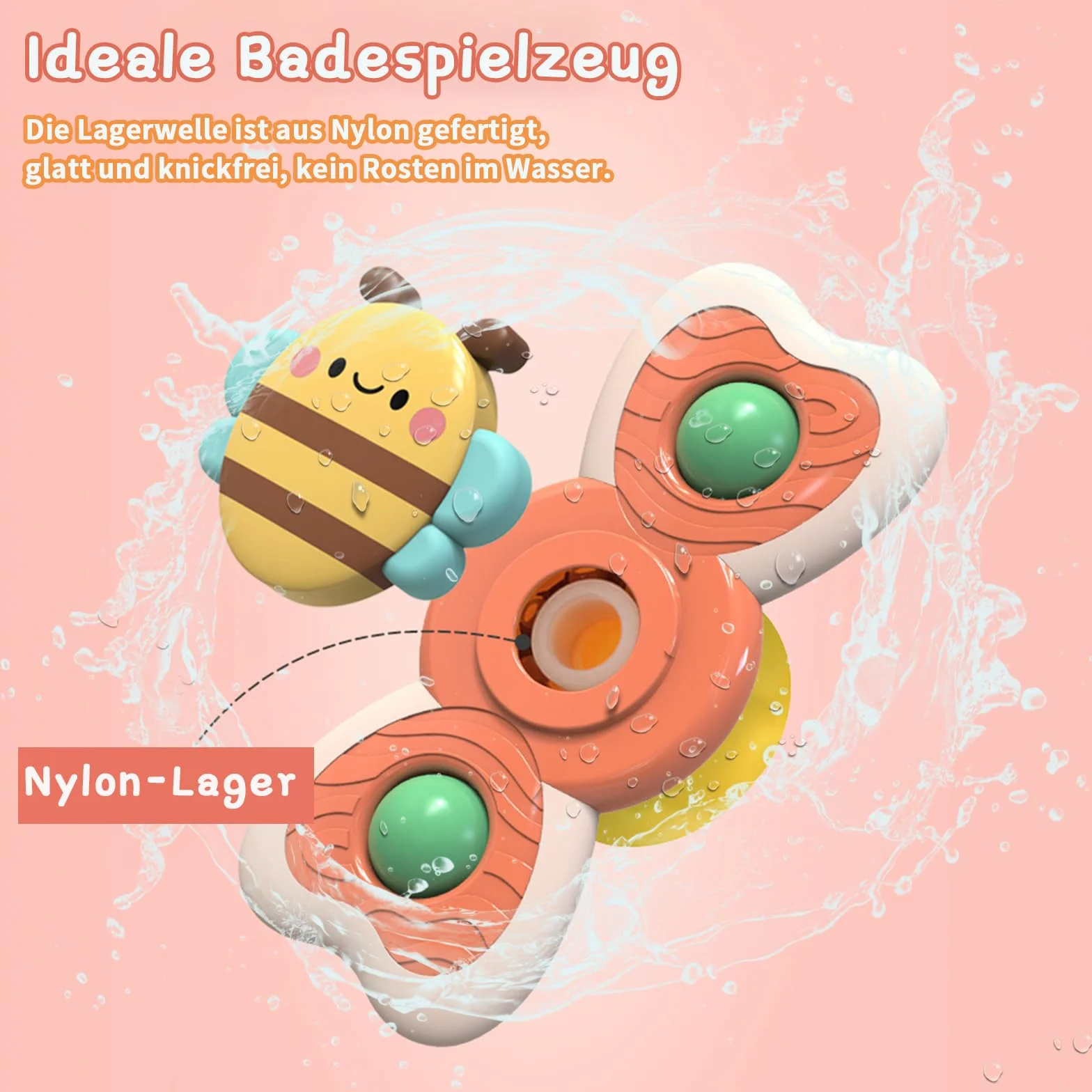 Spinner Bébé Ventouse Jouet Bain Bébé sans BPA Imperméable Jeux Sensoriel Filles Garçons
