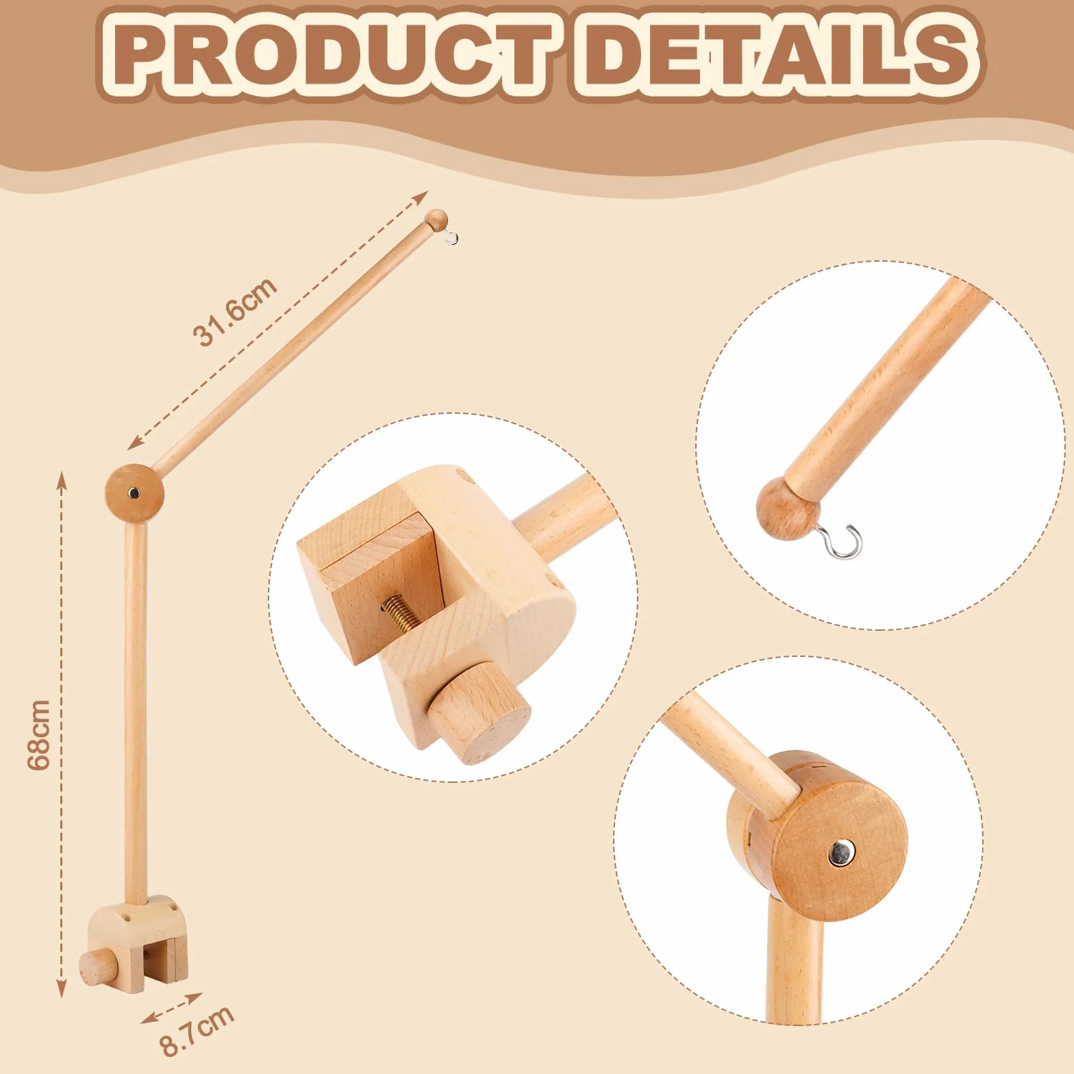 Support mobile réglable en bois pour table à langer bébé