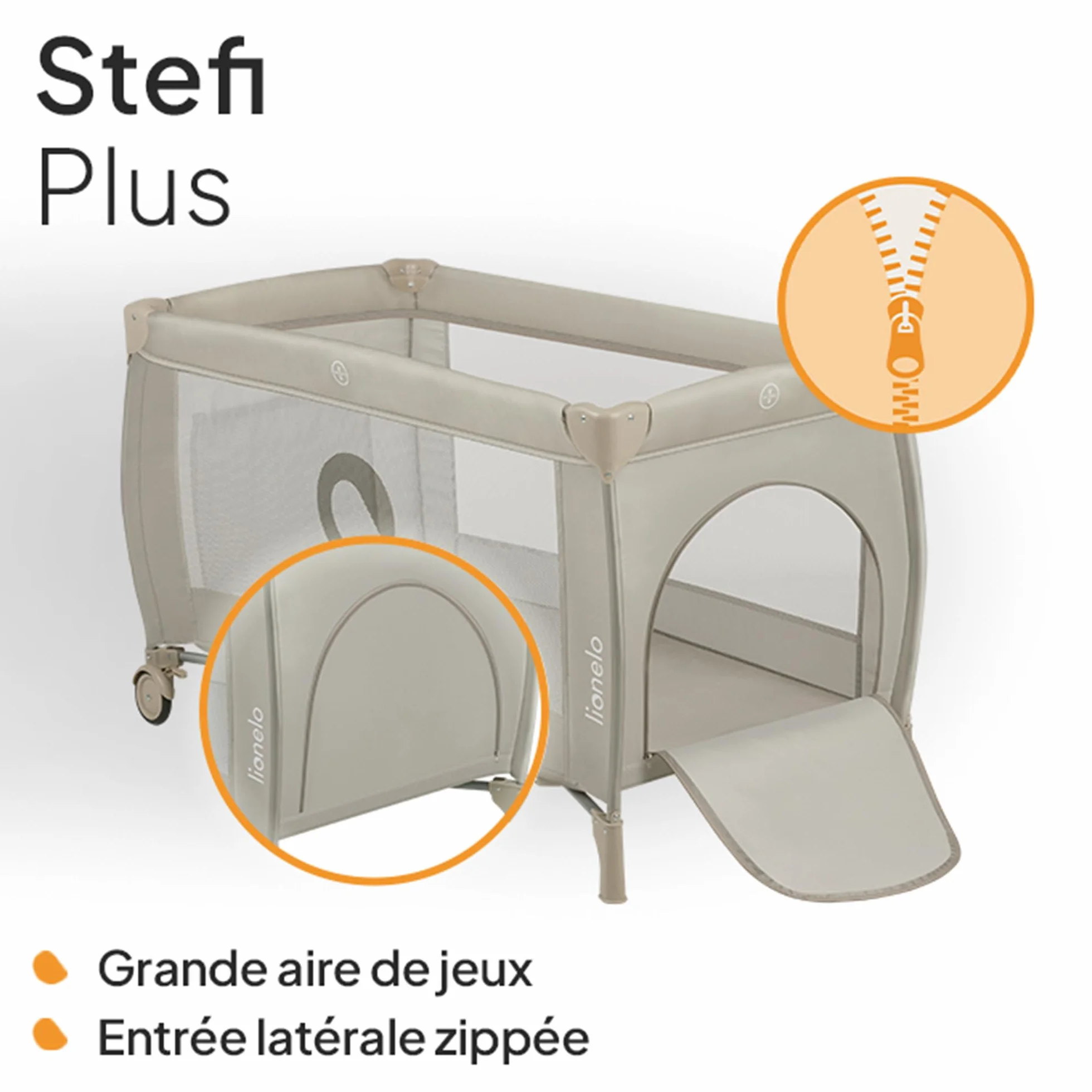 LIONELO Stefi lit bebe bebe LockGuard 15 kg entrée latérale pliage rapide sac de transport Beige