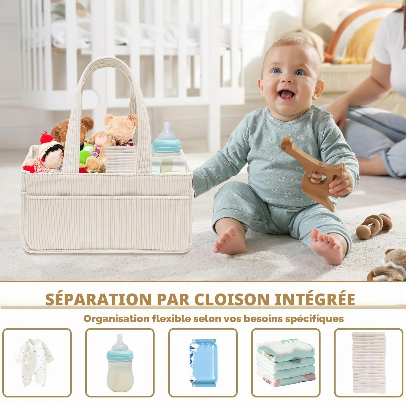 Panier à couches organisateur table à langer grand rangement chambre enfant station à langer