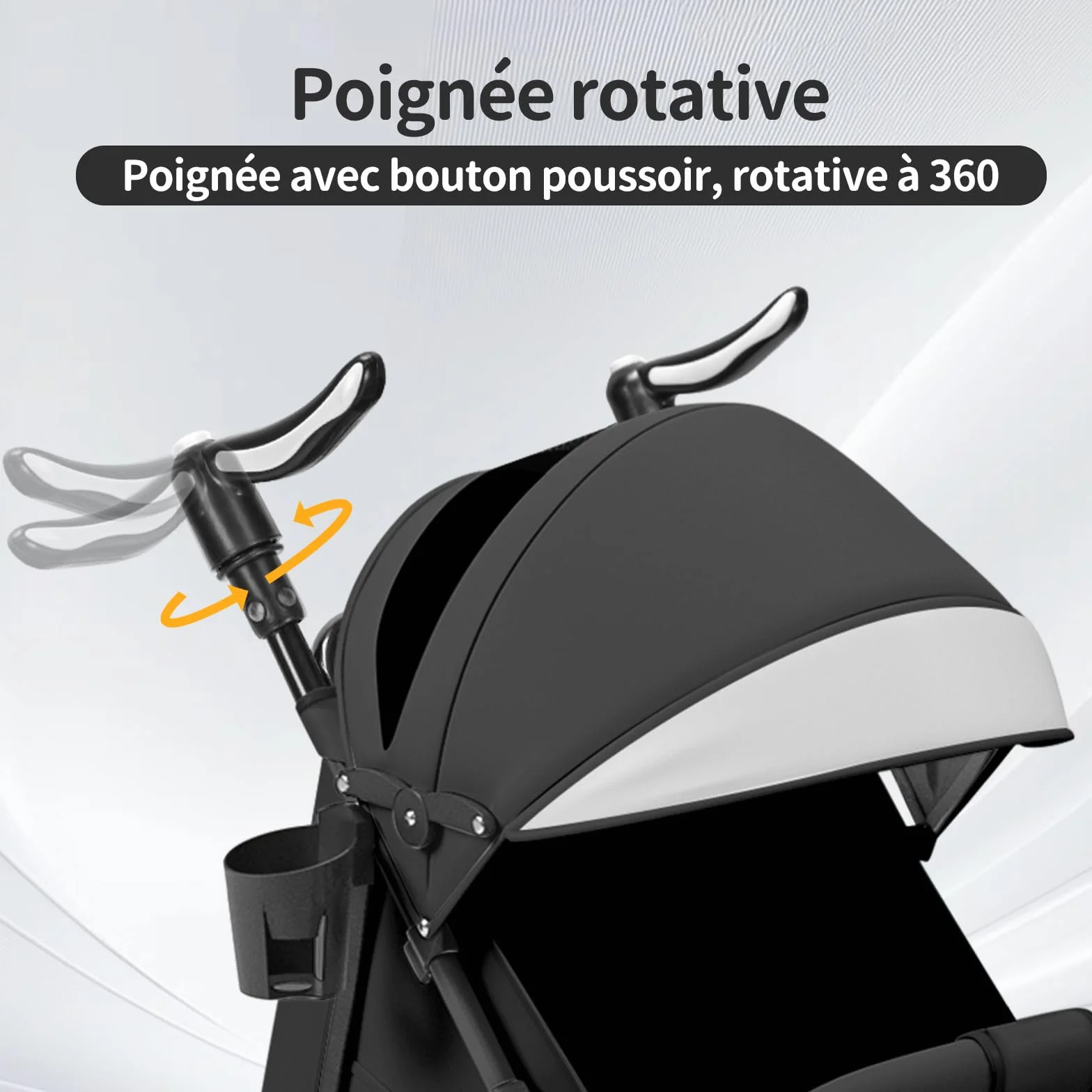 Poussette Canne Compacte 0-4 Ans Légère Pliable Une Main Dossier Inclinable Harnais 5 Points Auvent Moustiquaire 15 kg