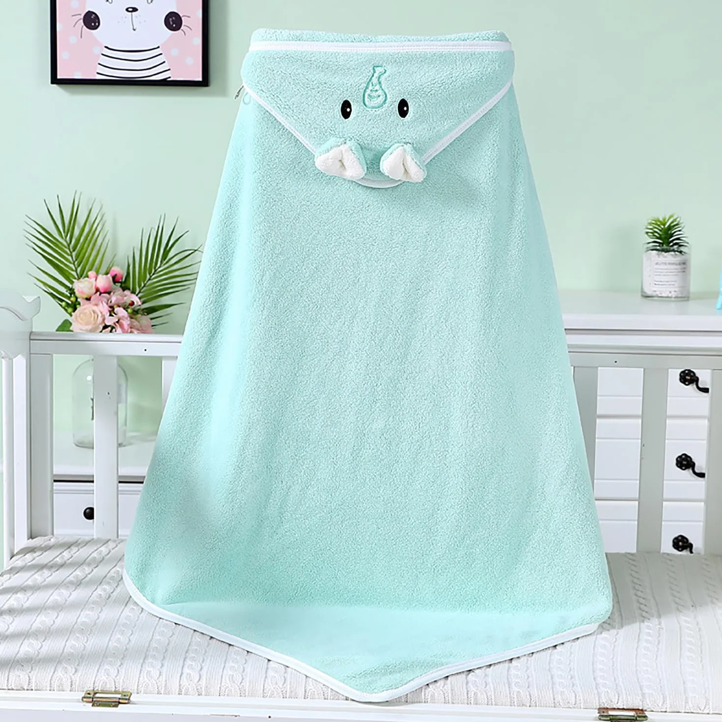 Serviette Éponge Bébé 80x80cm 3Pcs Peluche Corail Absorption Forte
