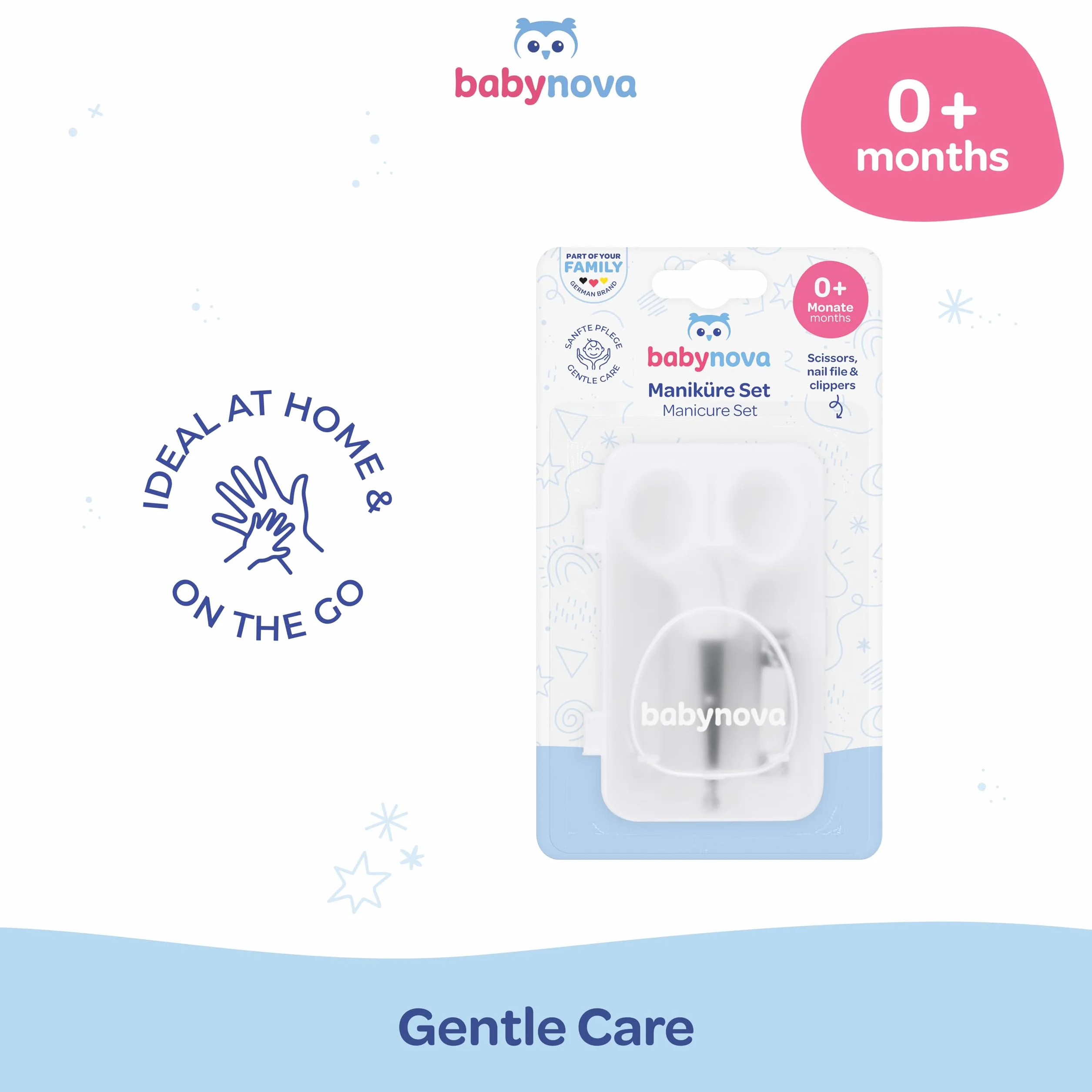 Babynova Set Manucure Bébés – Kit Soin Ongles Sûr avec Ciseaux Pointe Arrondie, Coupe-Ongles & Lime – Boîte Rangement Voyage Usage Quotidien Sans BPA