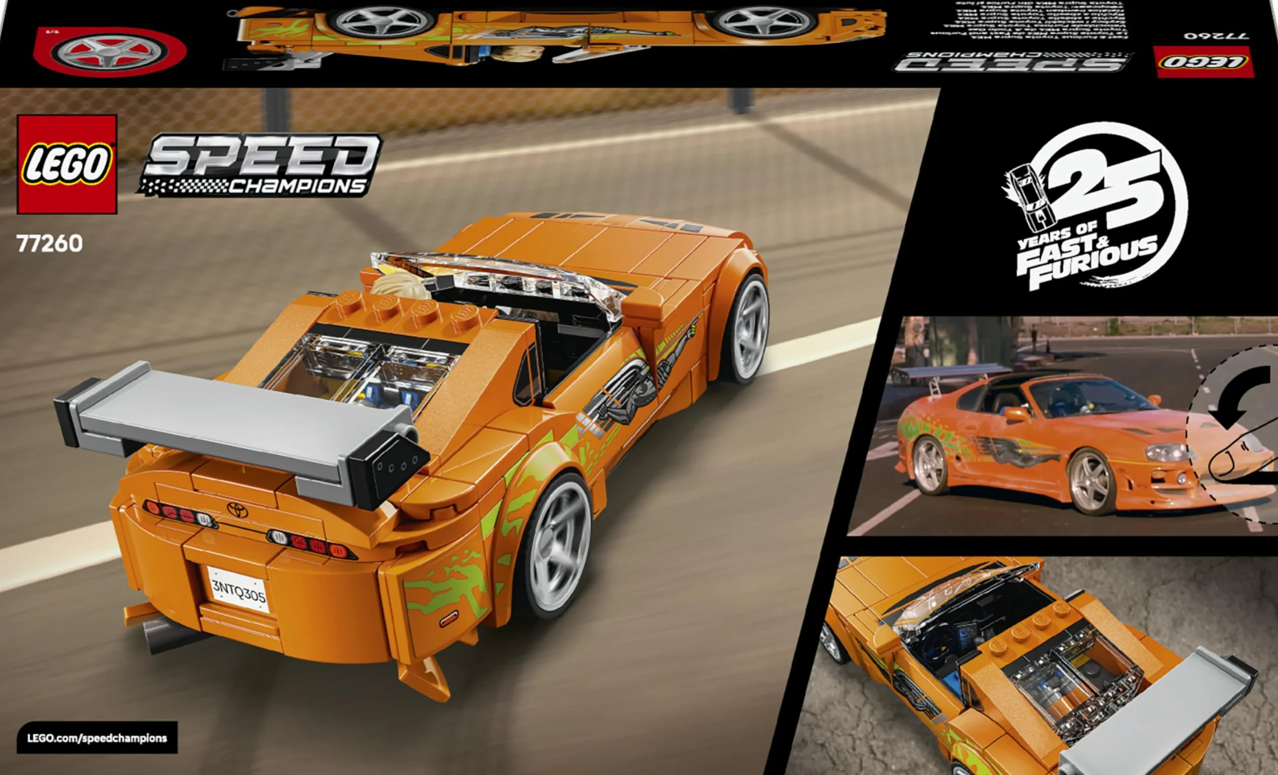 LEGO Speed Champions Toyota Supra MK4 Fast and Furious Voiture Maquette Minifigurine Brian O'Conner Cadeau STEM 10 Ans 77260