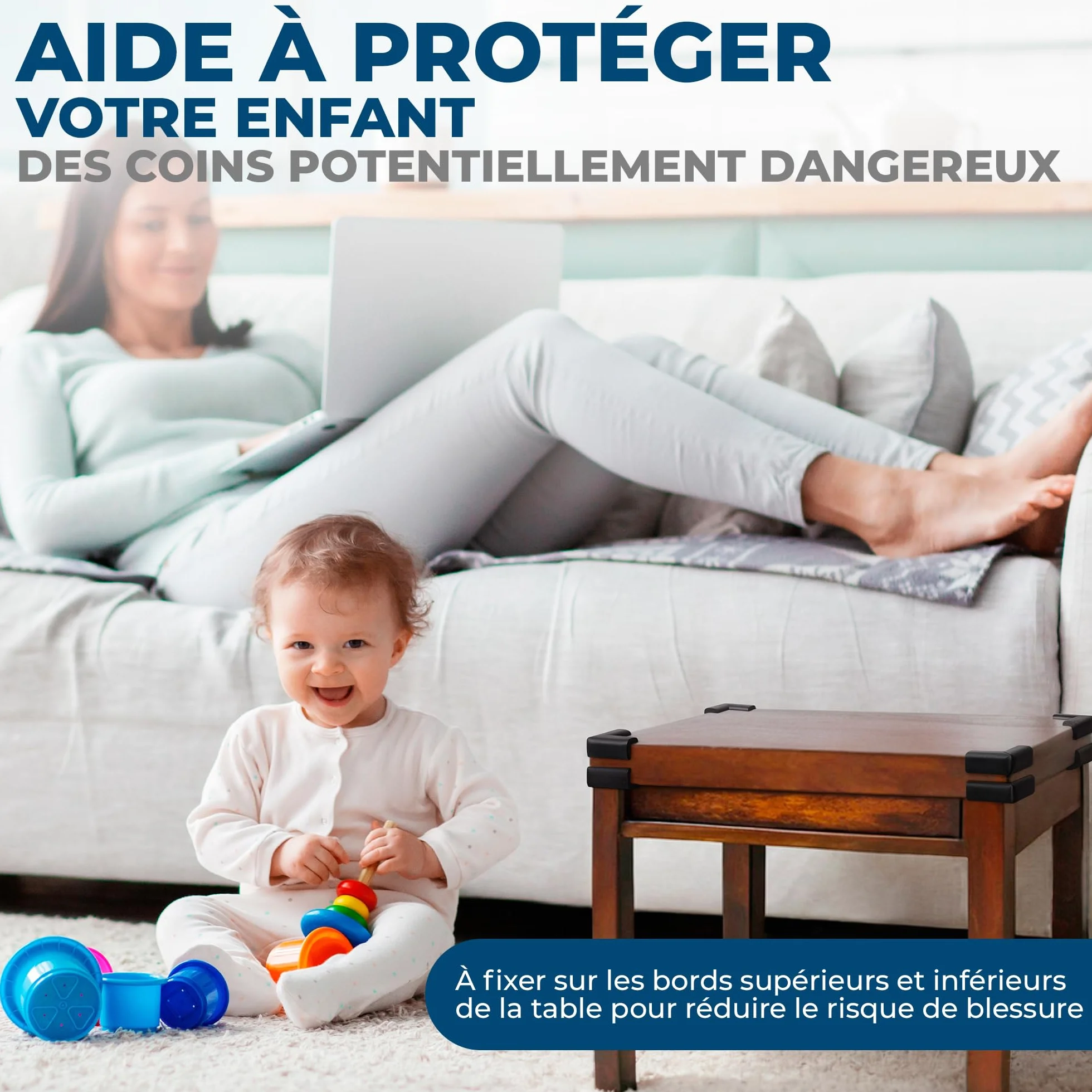 Hoffenbach Protection pour Bébé – Coussin de Sécurité en Mousse Adhésive pour Angles – Noir