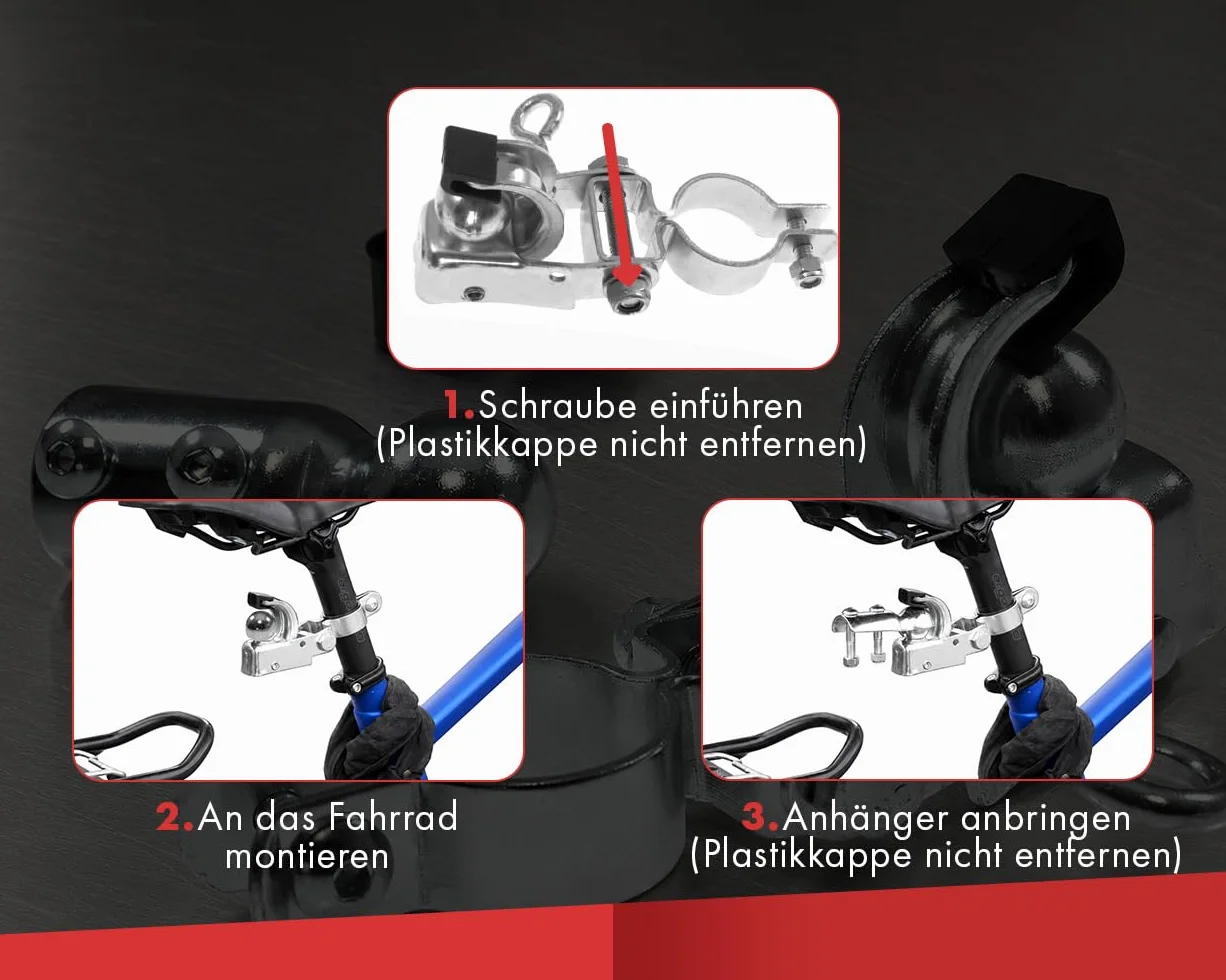 2EXTREME Attache Remorque Vélo Tige de Selle 25,4 31,8 mm Acier Galvanisé Universel