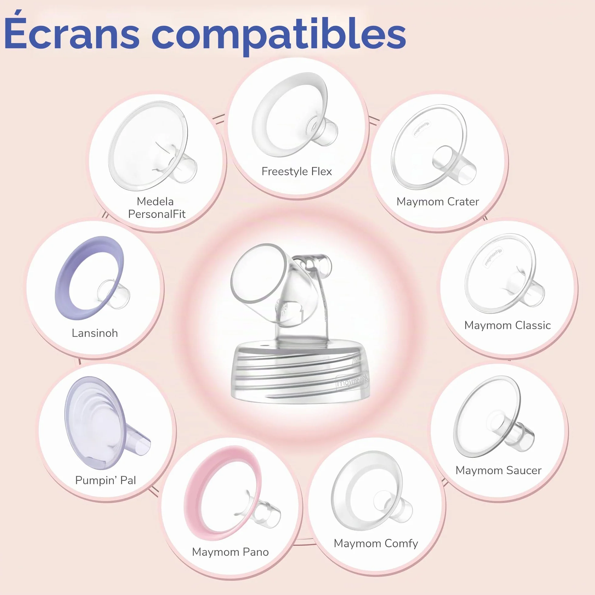 Maymom connecteurs à col large 2 pièces compatibles Spectra S1 S2 Medela PersonalFit Pumpin Pal Lansinoh MyFit Crater