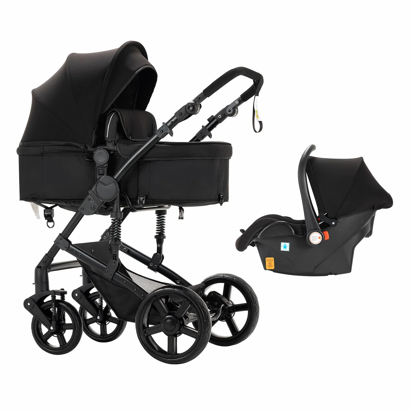 Magic ZC Poussette 3 en 1 Pliable en Un Clic, Trio avec Siège Réversible Bidirectionnelle - Noir