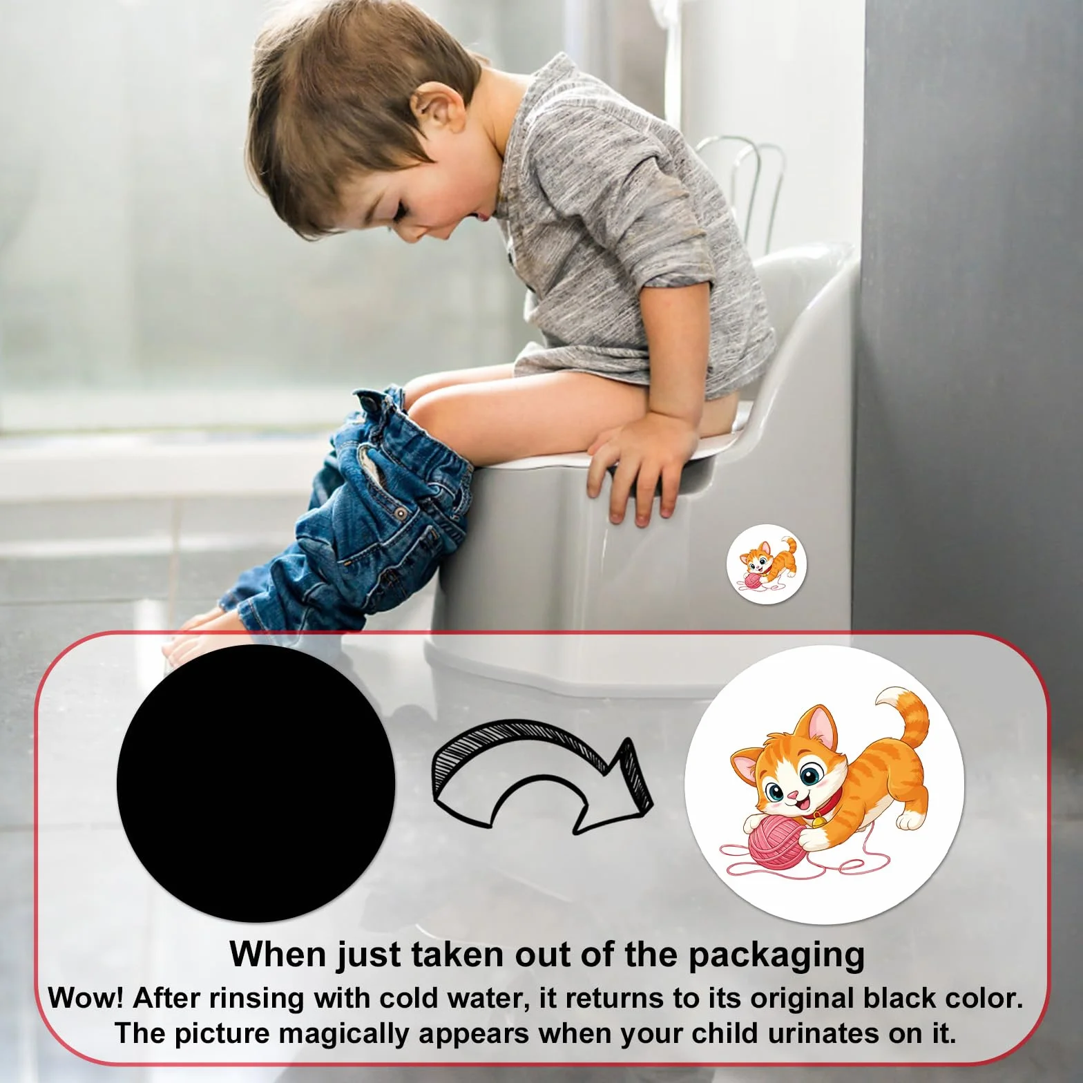 Tinoaly Autocollants d'Apprentissage Propreté, Autocollants Siège Pot Changeant de Couleur pour Toilettes Tout-Petits (15 Motifs Animaux)