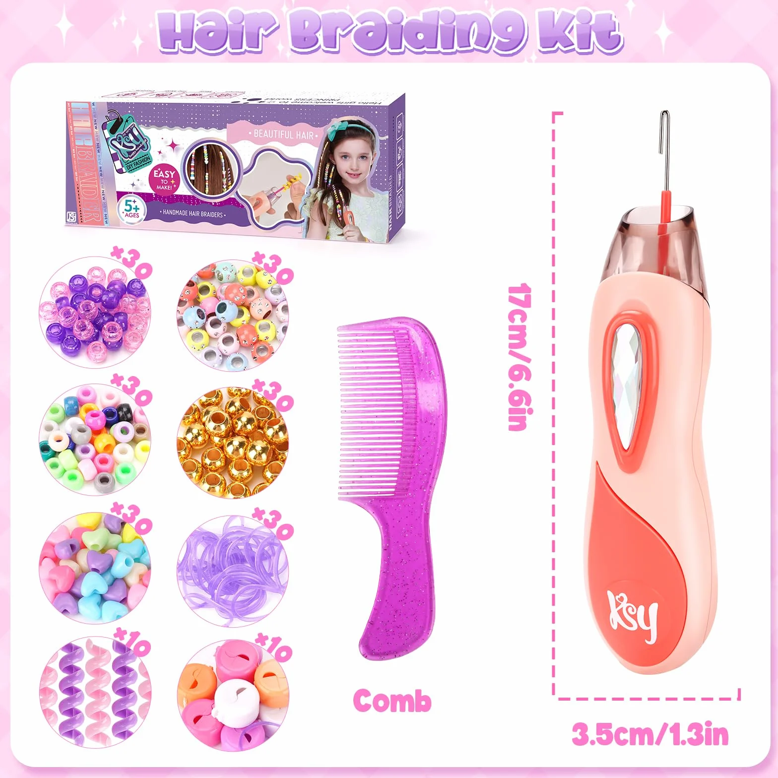 Accessoires Cheveux Jouets pour Filles 7-12 Ans: Machine à Tresser avec Perles pour Cheveux Tressés
