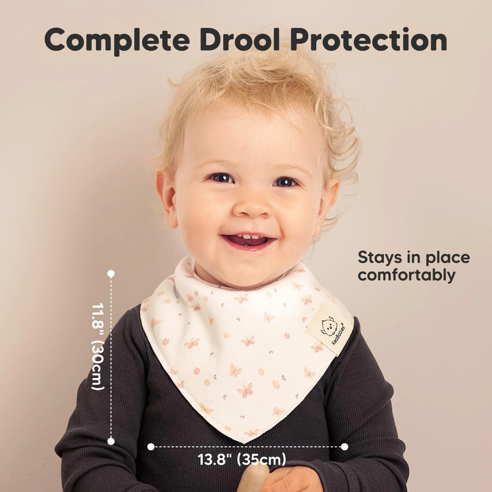 Bavoir Bandana Bio en Coton Doux pour Bébés 8-Pack - Dentition et Bave (Butterflies)