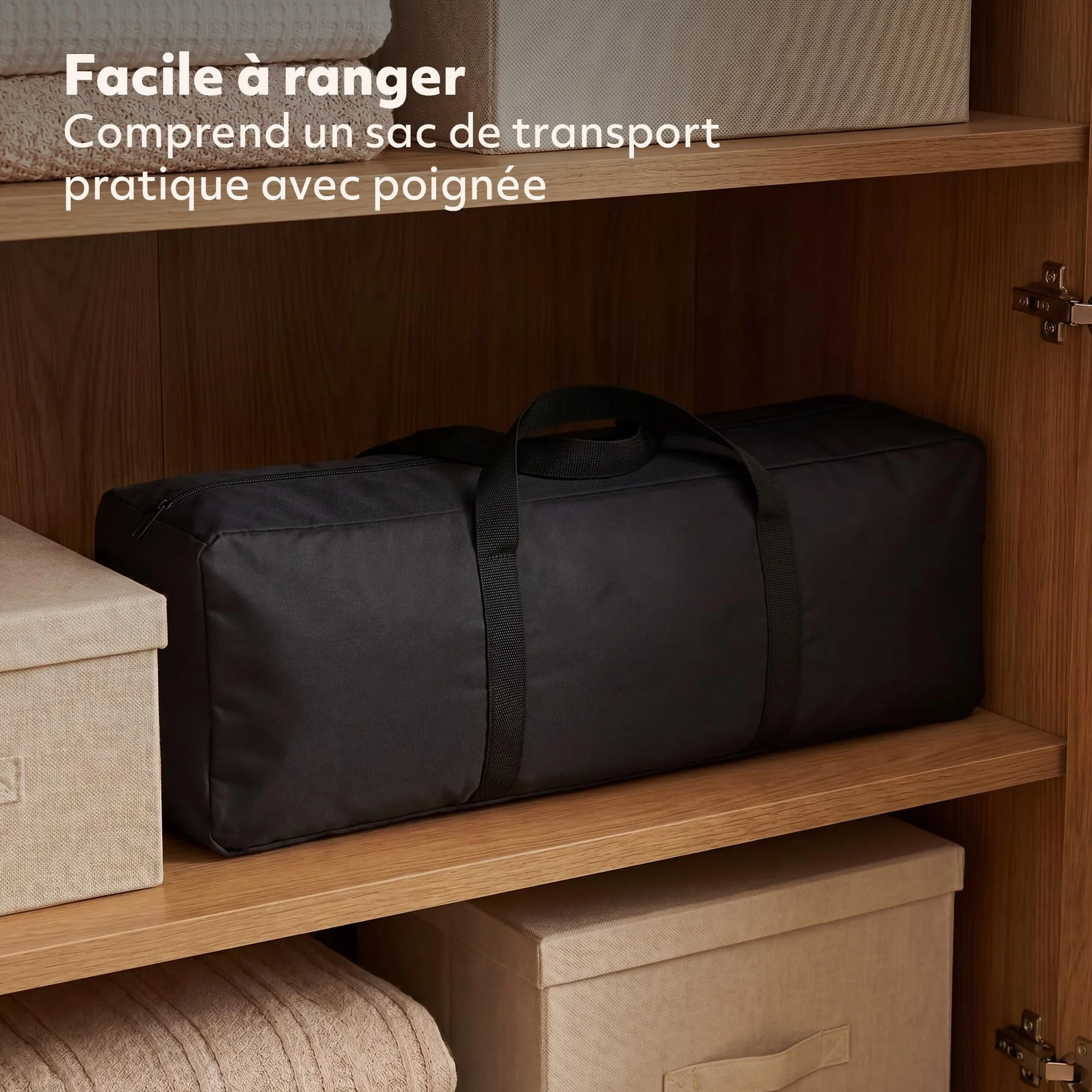 Lit Parapluie 2 en 1 Deryan pour Bébé 120x60 cm Noir avec Étagères et Sac de Transport