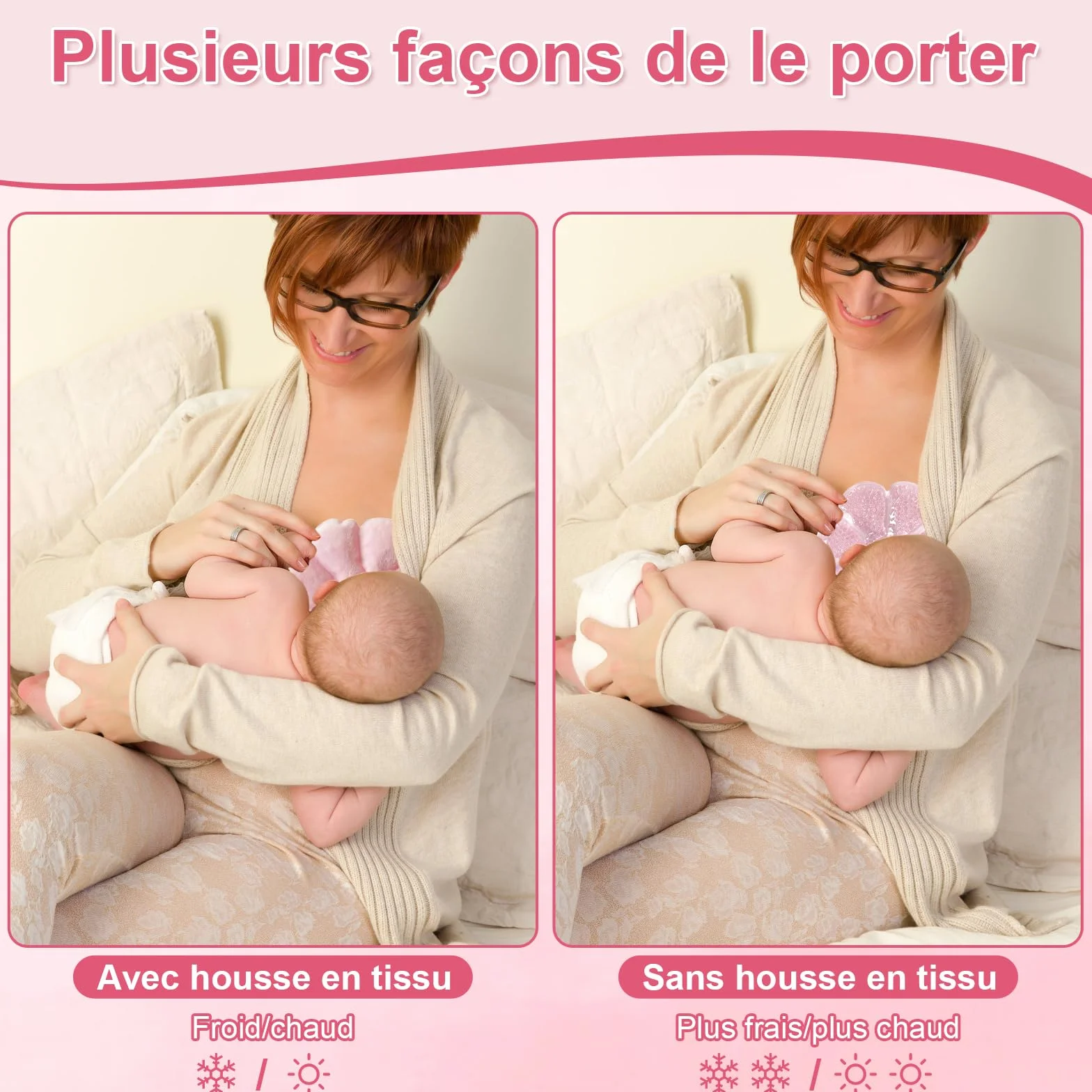 KASURE Coussinets Allaitement 2 PCS + 2 Bambou Réutilisables Gel Chaud/Froid Soulager Engorgement Mammite Accessoires Maman