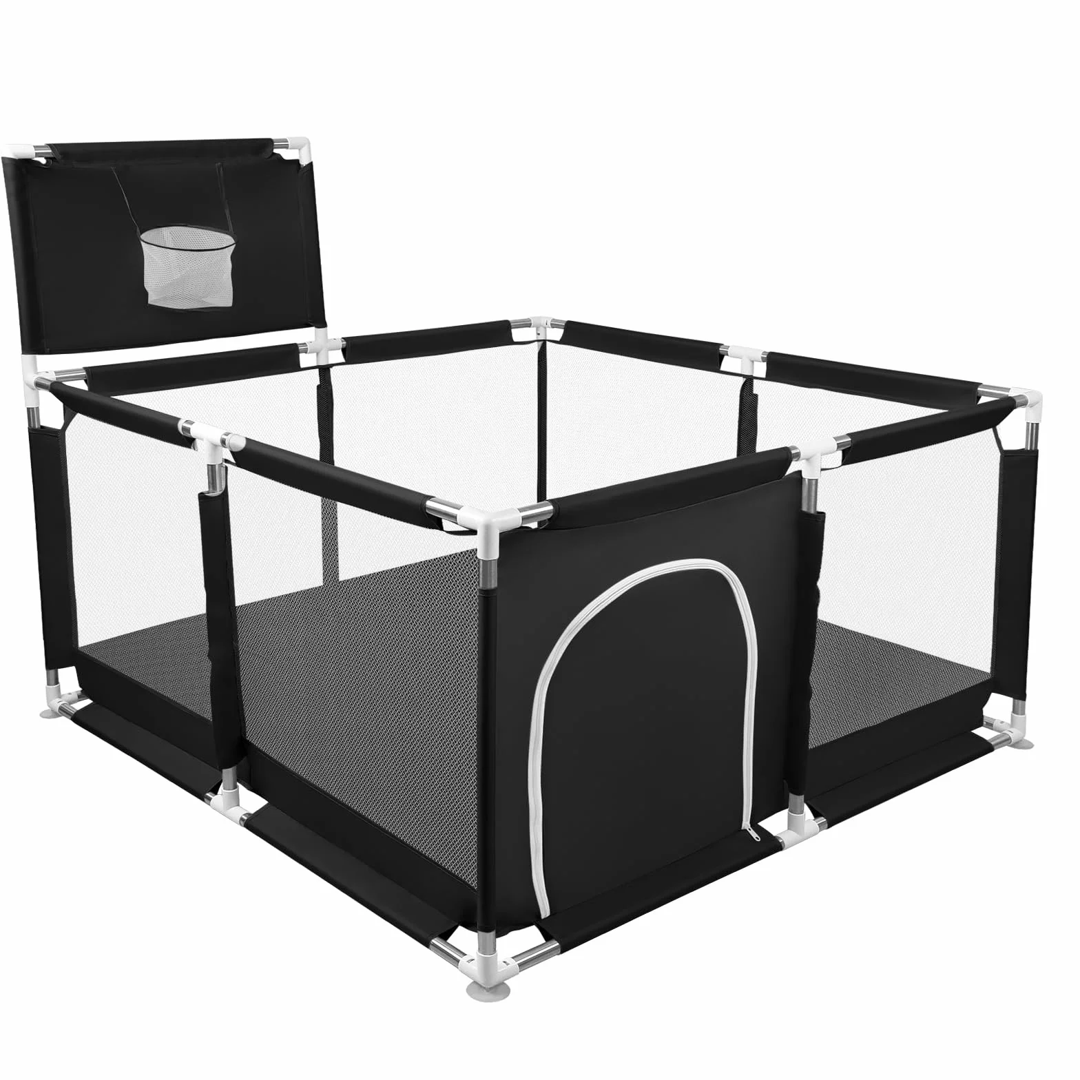 Box per Bambini con Succhiatori Recinto per Baby Tessuto Oxford 300D Centro Attività 126x126x66 cm Nero