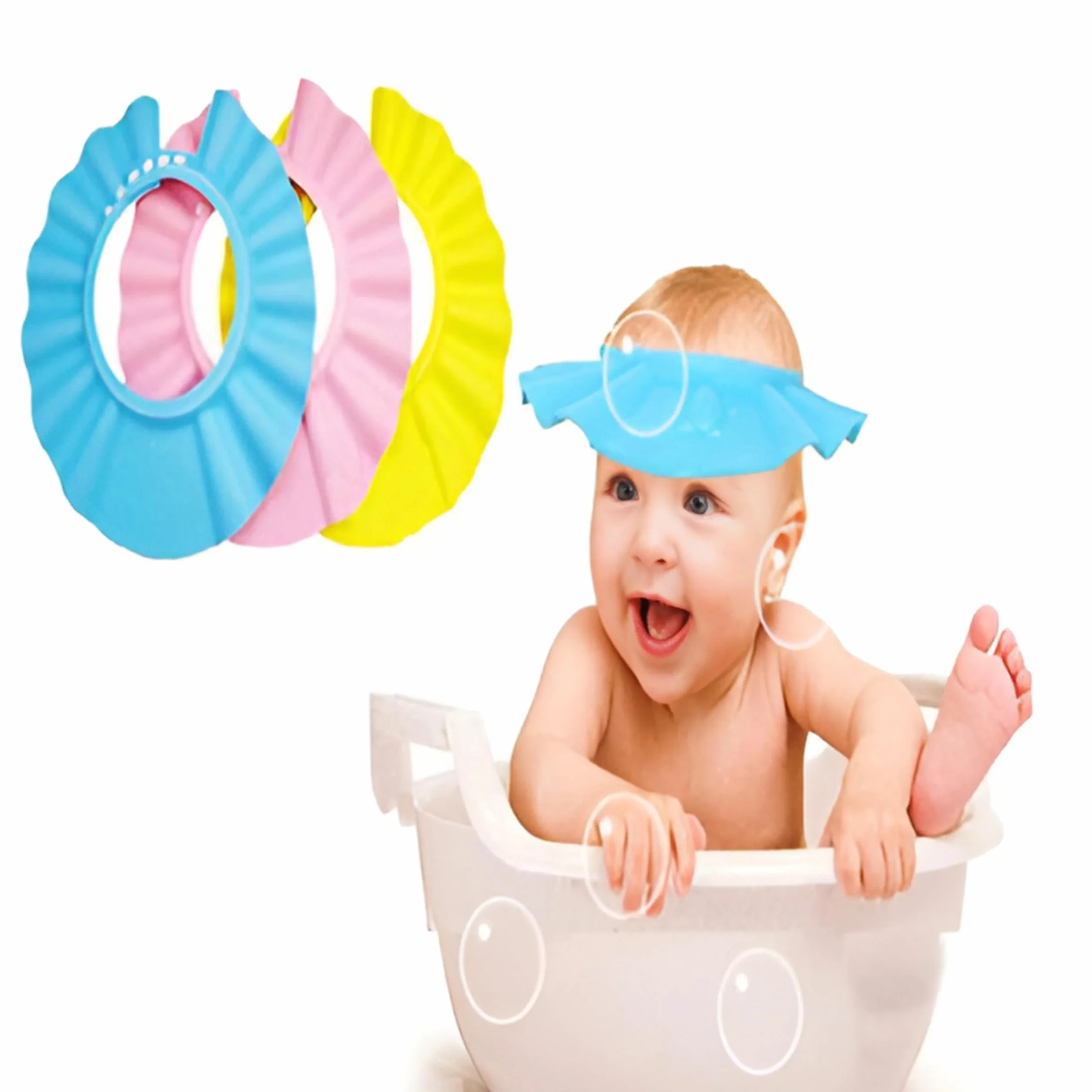 PARENCE. Chapeau de Douche Bébé Protection Visage Tout-en-Un