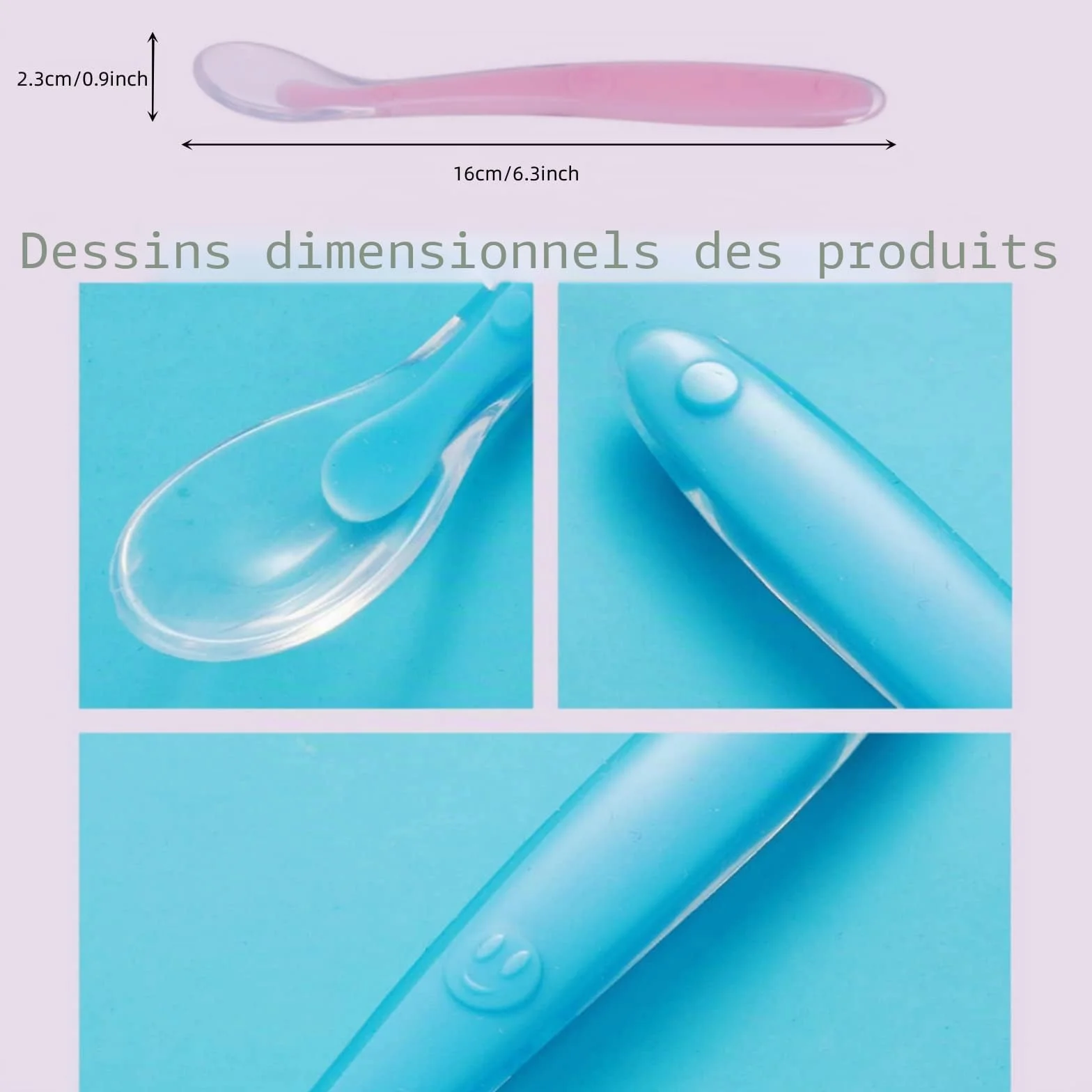 Cuillère Bébé Silicone Sans BPA 4 Pièces avec Boîte de Rangement