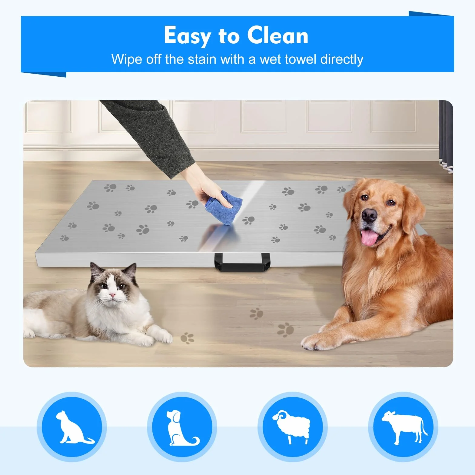 Pèse-bébé numérique de précision pour grands chiens - 300 kg - Balance numérique LCD pour chatons, chiots, lapins ou nourrissons - 103 x 53 cm