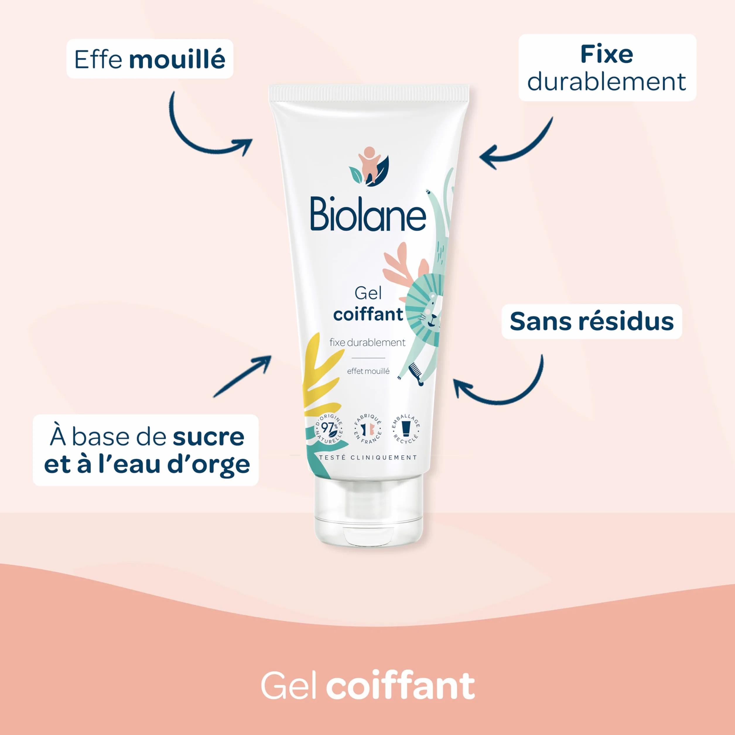 BIOLANE Trousse de toilette bébé Eau de toilette Crème Hydratante Gel Cheveux Coiffant Soin Ingrédients naturels Format nomade Fabriquée France