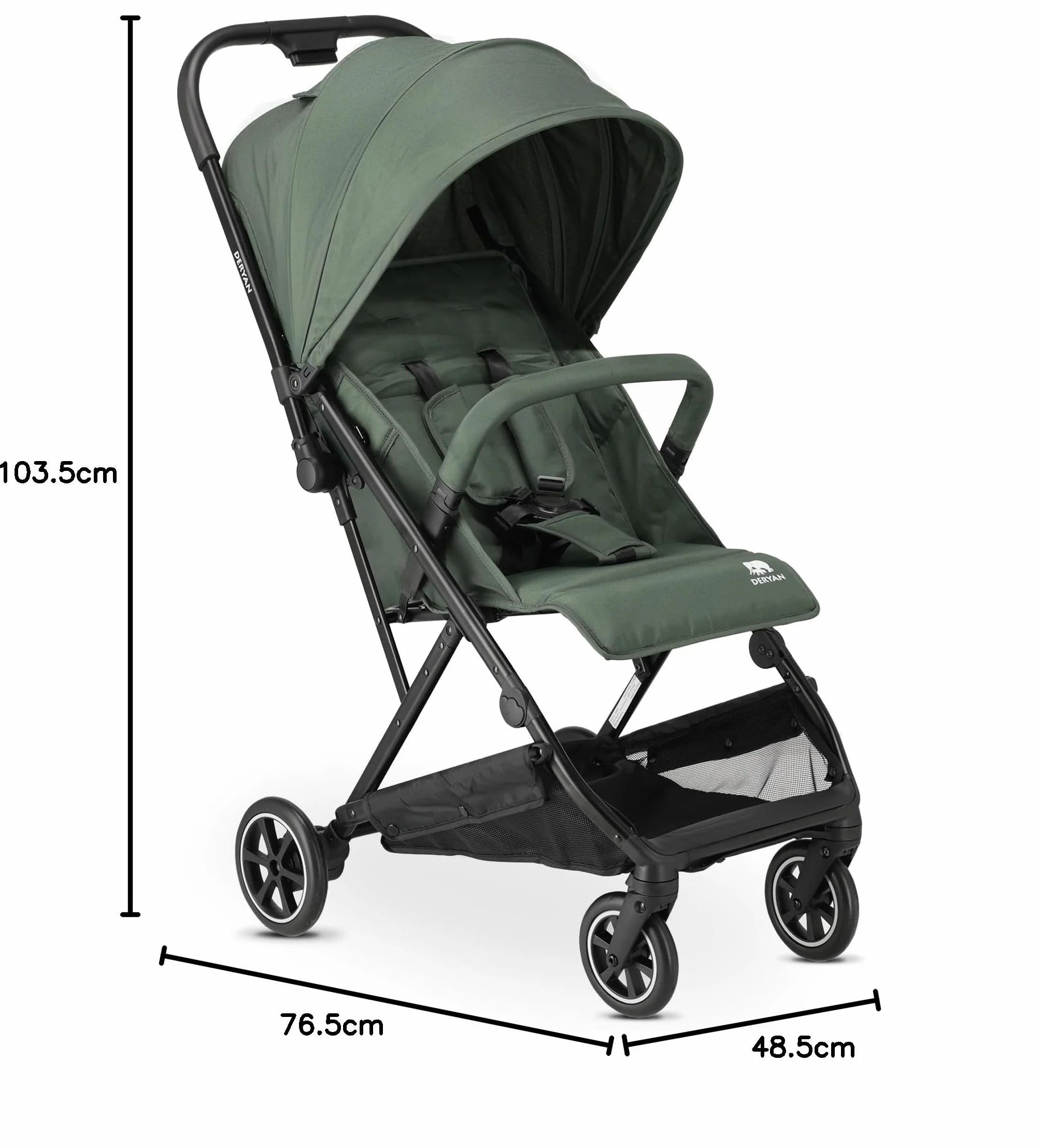 Deryan Easy2 Poussette Canne Bébé Légère Compacte 0-4 ans 7.8 kg Pliage une main UPF 50+ Vert