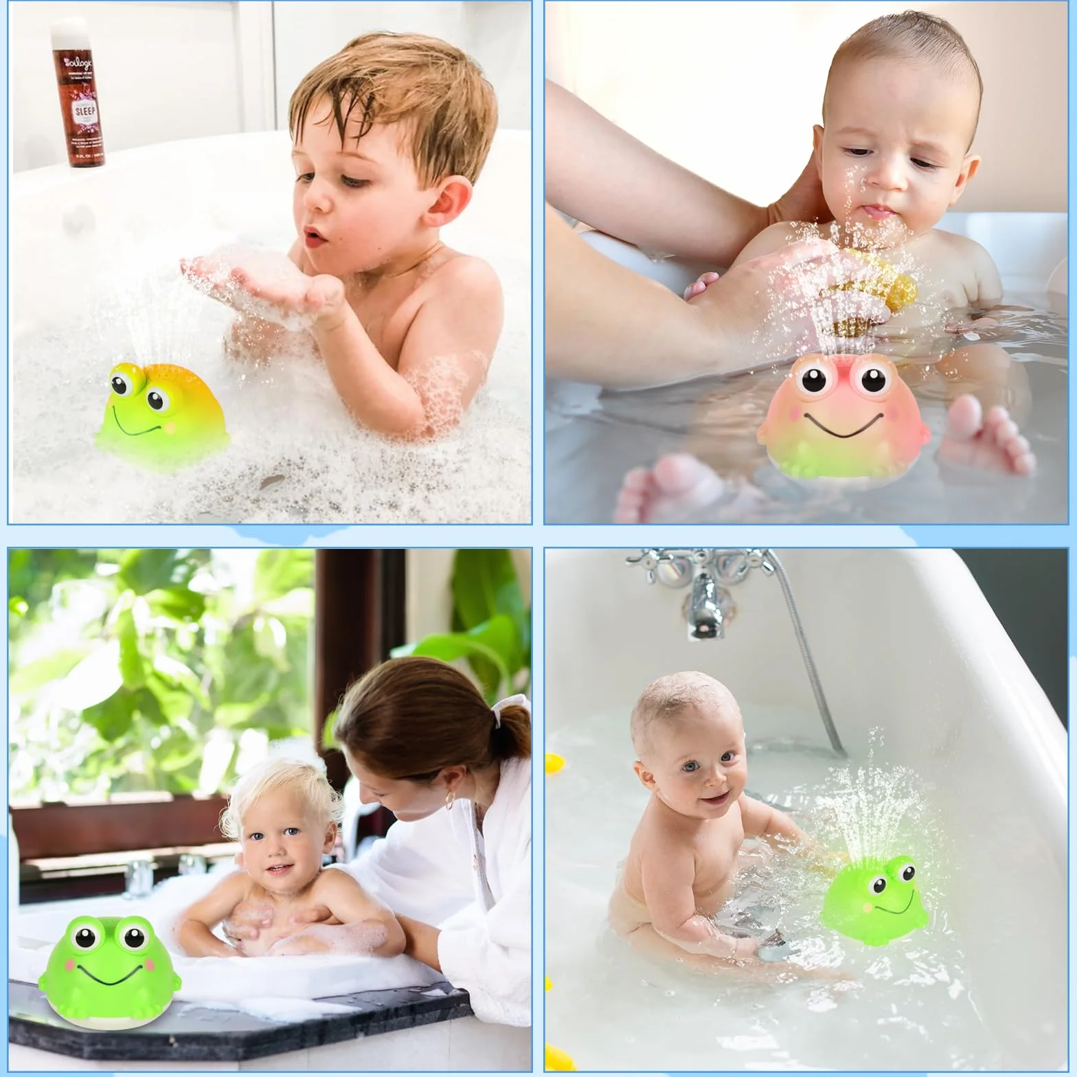 Withosent Grenouille Jouet Bain Bébé Rechargeable LED Induction Automatique Arroseur 1-6 Ans