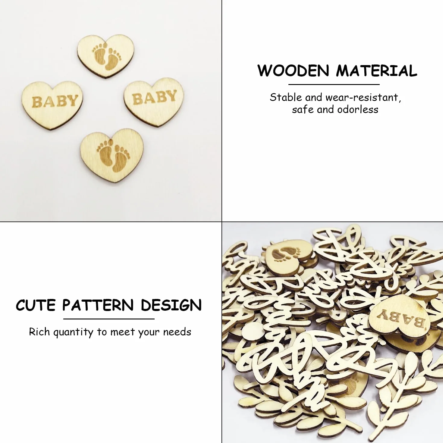 Lot de 70 Décorations pour Fête Prénatale et Baptême - Restes de Bois pour Alphabet et Révélation de Sexe