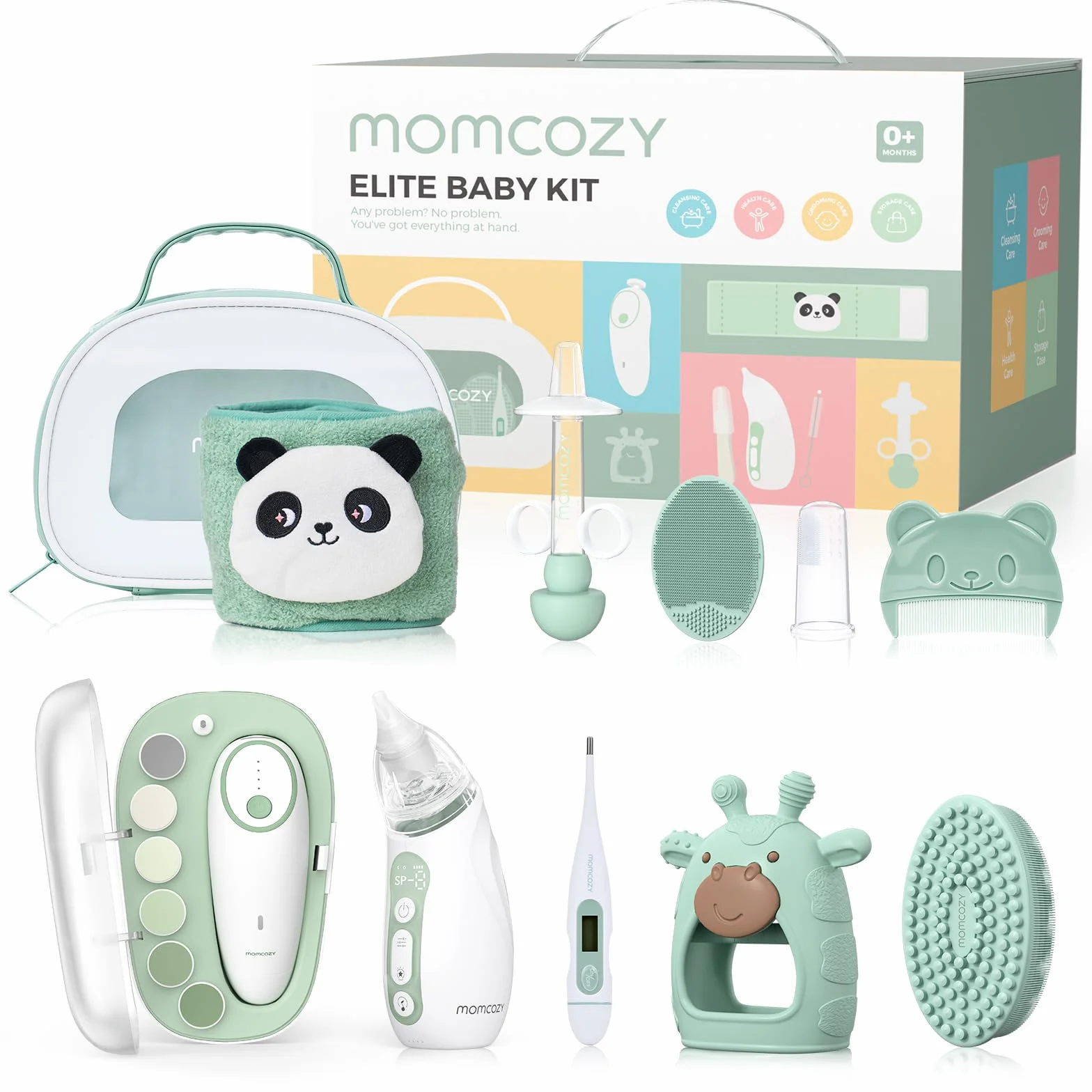 Momcozy Elite Baby Kit, Cadeau de Qualité Supérieure pour Toilettage, Santé et Nettoyage de Bébé, Idéal pour Baby Shower, Inclut Lime à Ongles et Aspirateur Nasal Électrique