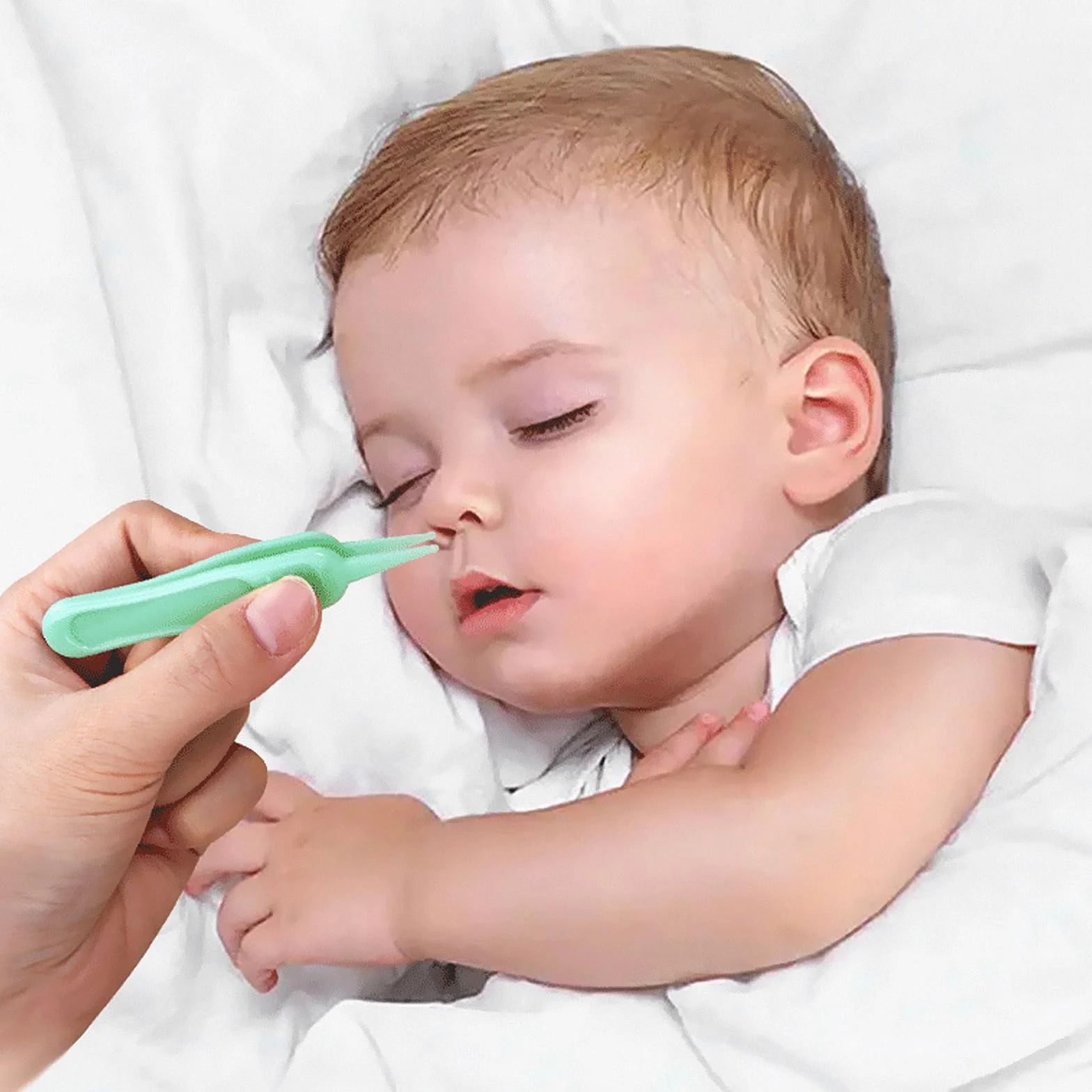 Pinces à Épiler pour Bébé Sécurité, 10 Pièces Pince à Tête Ronde Nettoyage Nasal Multicolore