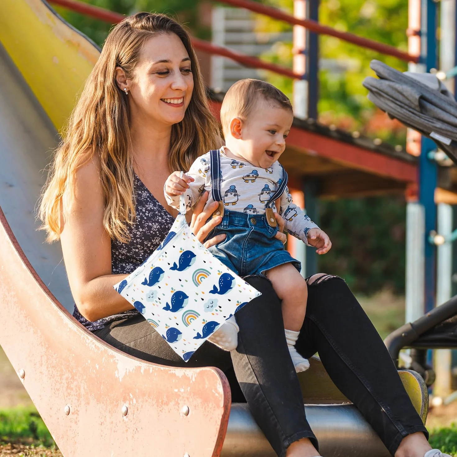Sac Humide imperméable avec Fermeture éclair réutilisable pour bébé vêtements gym nage Pingouin Baleine
