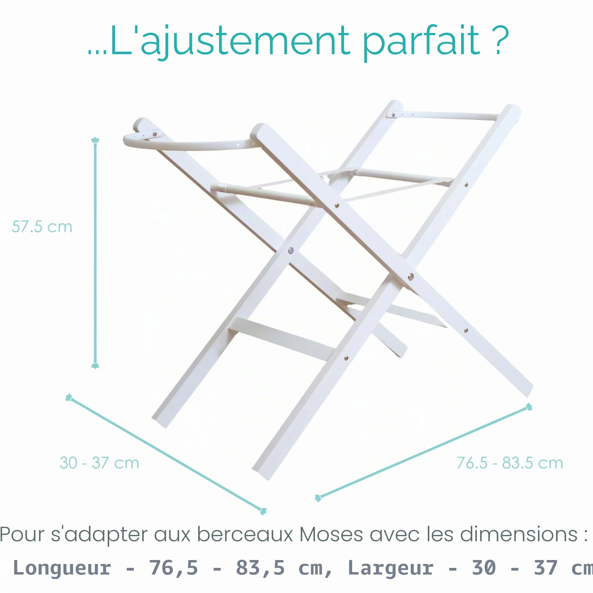 Clair de Lune Support de couffin pliable blanc