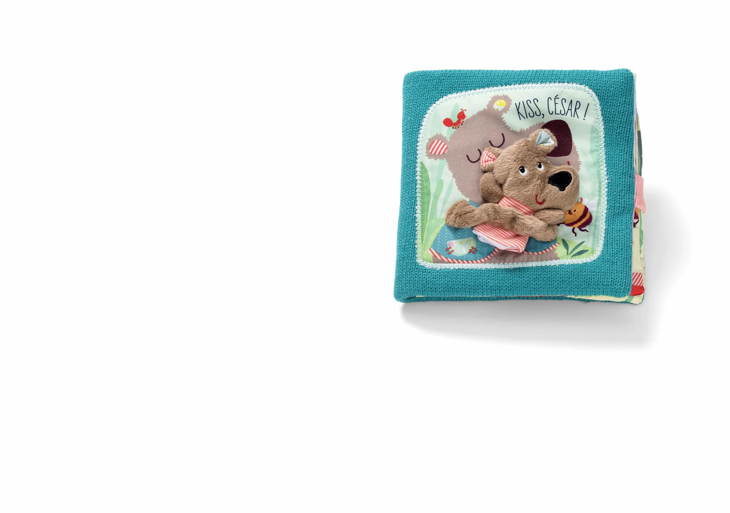 Lilliputiens Livre d’Éveil en Tissu César Câlins avec Marionnette à Doigt pour Bébé Dès 12 Mois