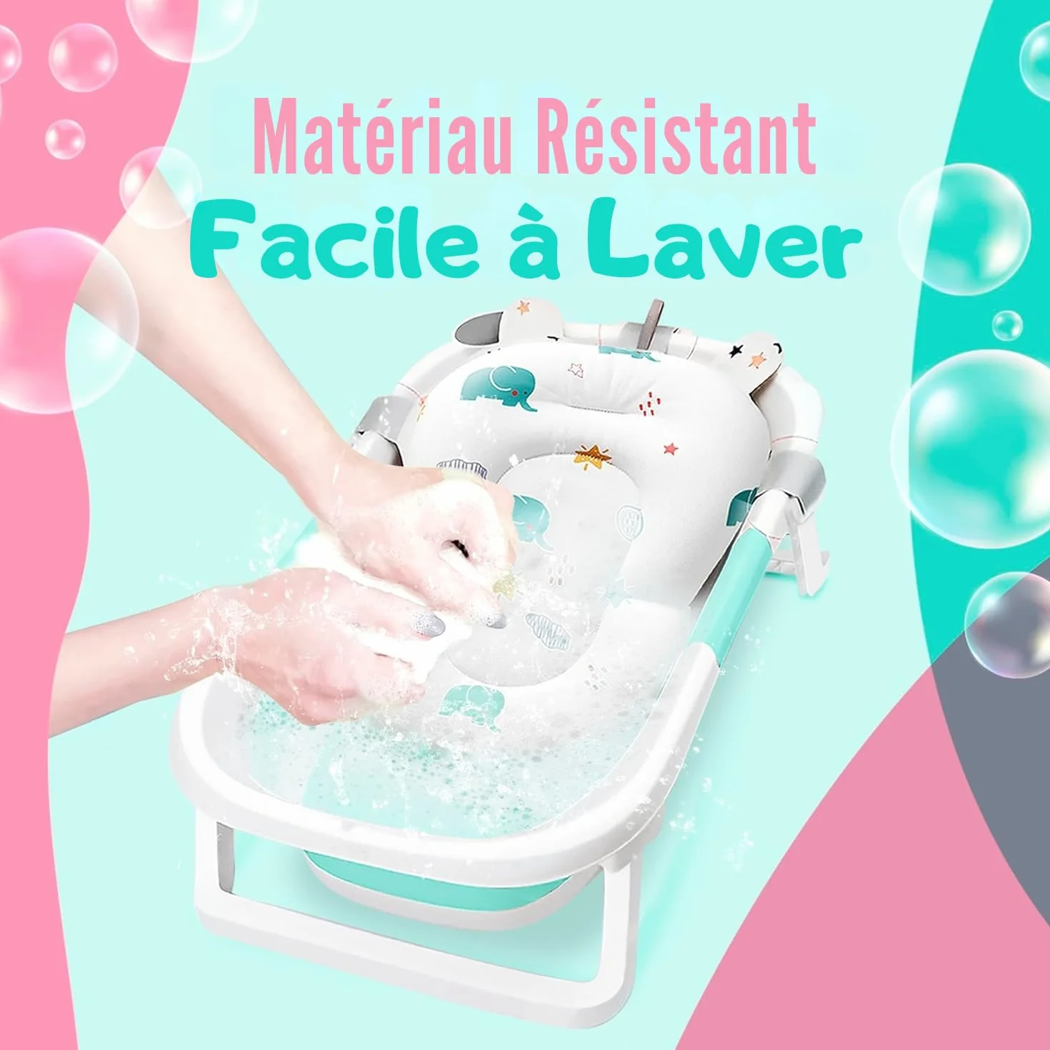 Coussin de Bain Bébé Universel avec Pichet - Réducteur Baignoire Antidérapant Matelas Doux (Blanc)