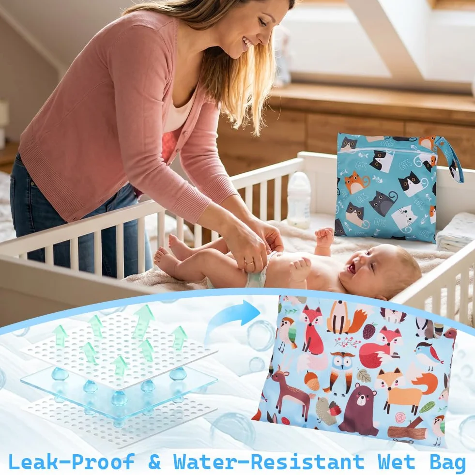 Aomig Sac à Couches Lavables 3PCS Sac Étanche Réutilisable Wet Dry Bag Voyage