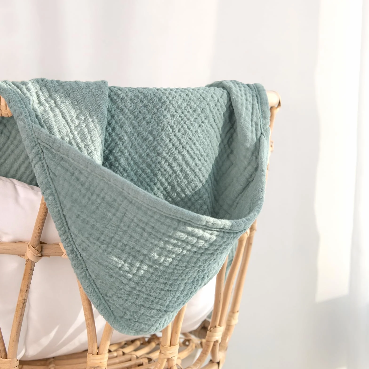 lulumoon Serviette de Bain Bebe 76x76cm Mousseline de Coton Cape de Bain Bebe Douce Absorbante Garde Bebe au Chaud Apres Le Bain 0-18 Mois Vert