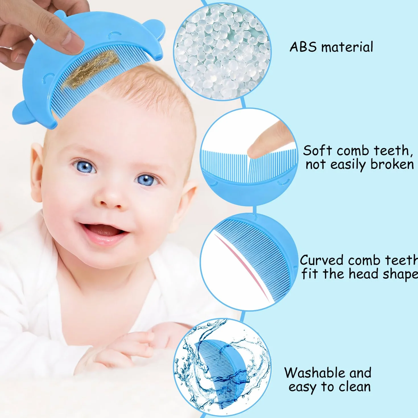 Peigne pour Croûtes de lait Bébé Brosse de Bain Arc de Forme Brosse à Cheveux Baleine bleue