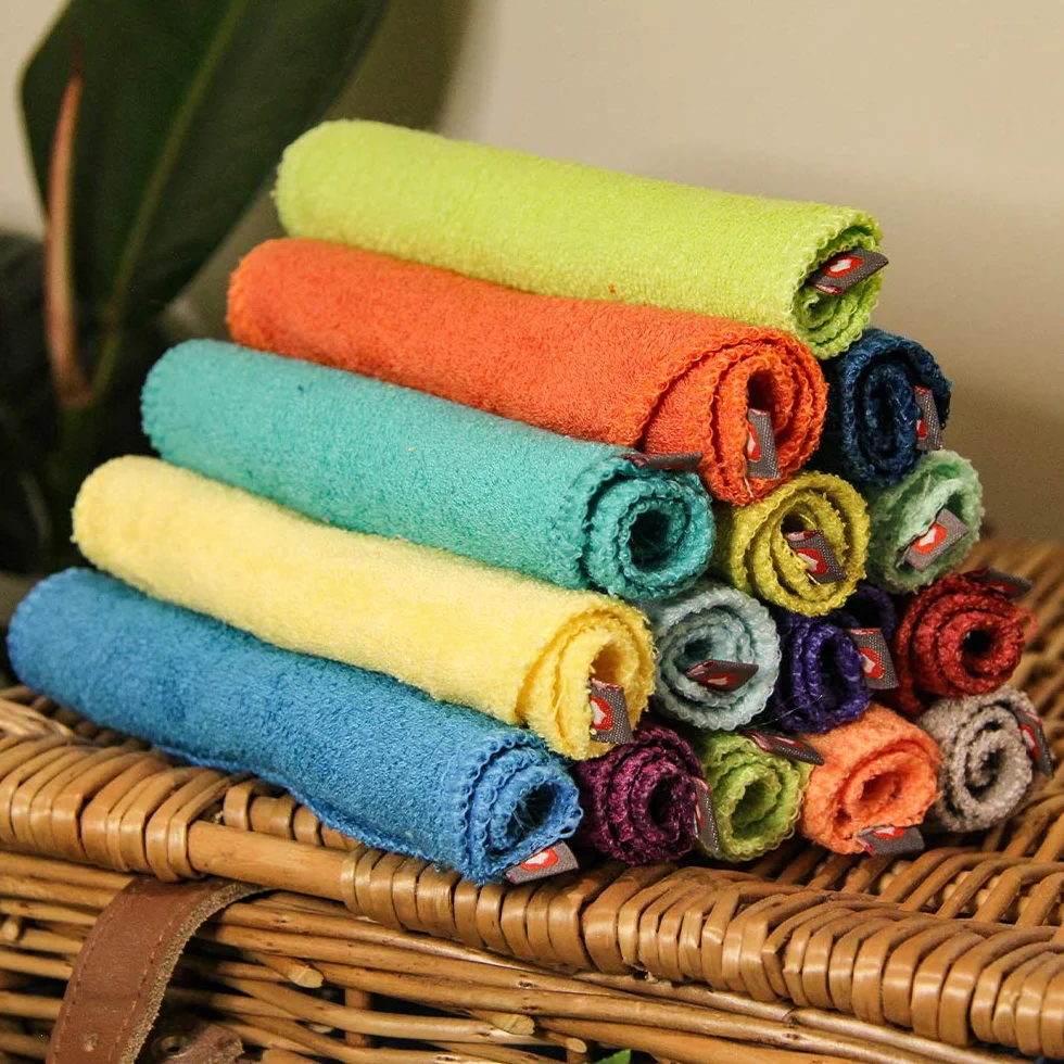 Lingettes réutilisables en bambou pour bébé Lot de 10 20 x 15 cm Couleurs extra douces