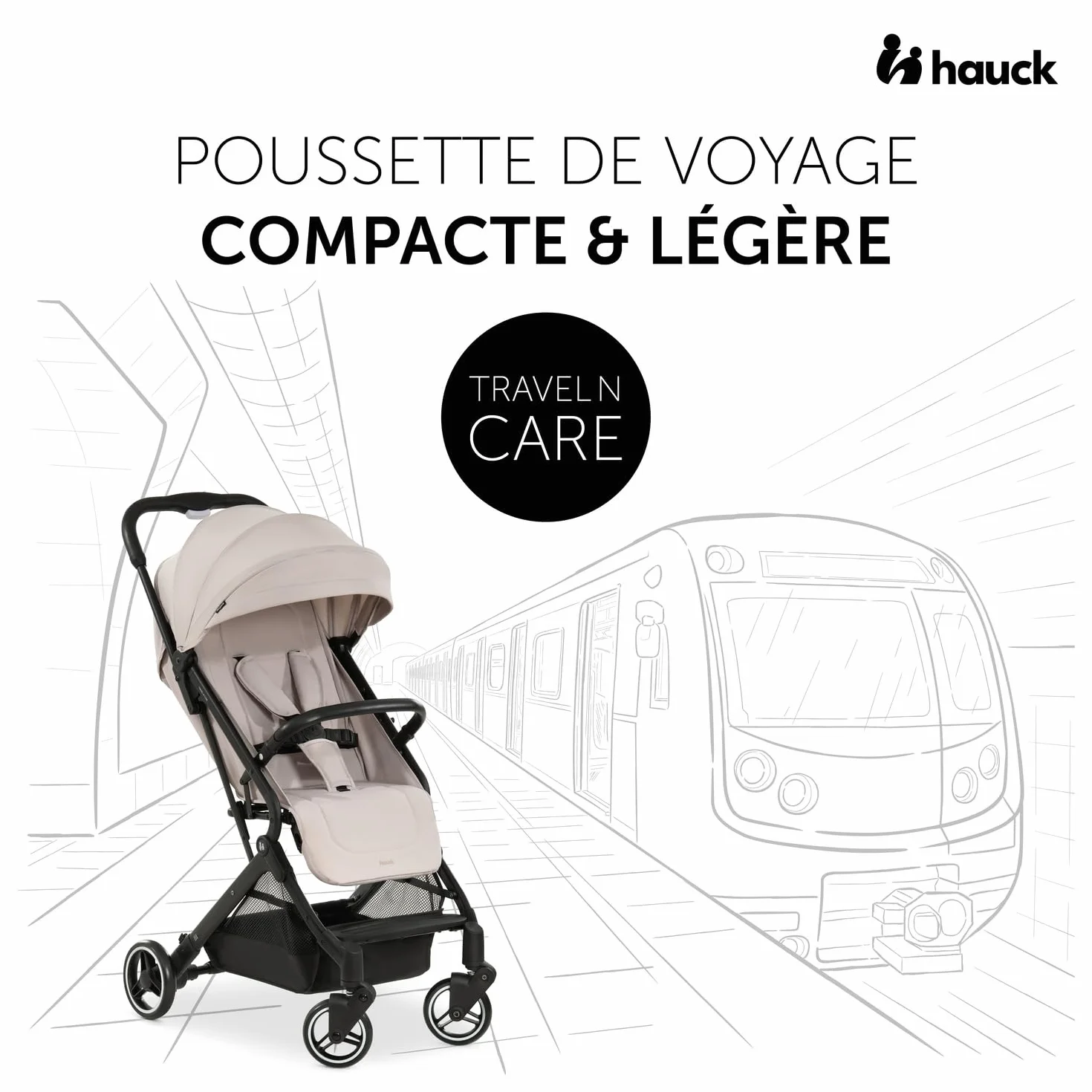 Hauck Poussette Compacte Travel N Care Beige 22 kg 6,9 kg UPF 50+