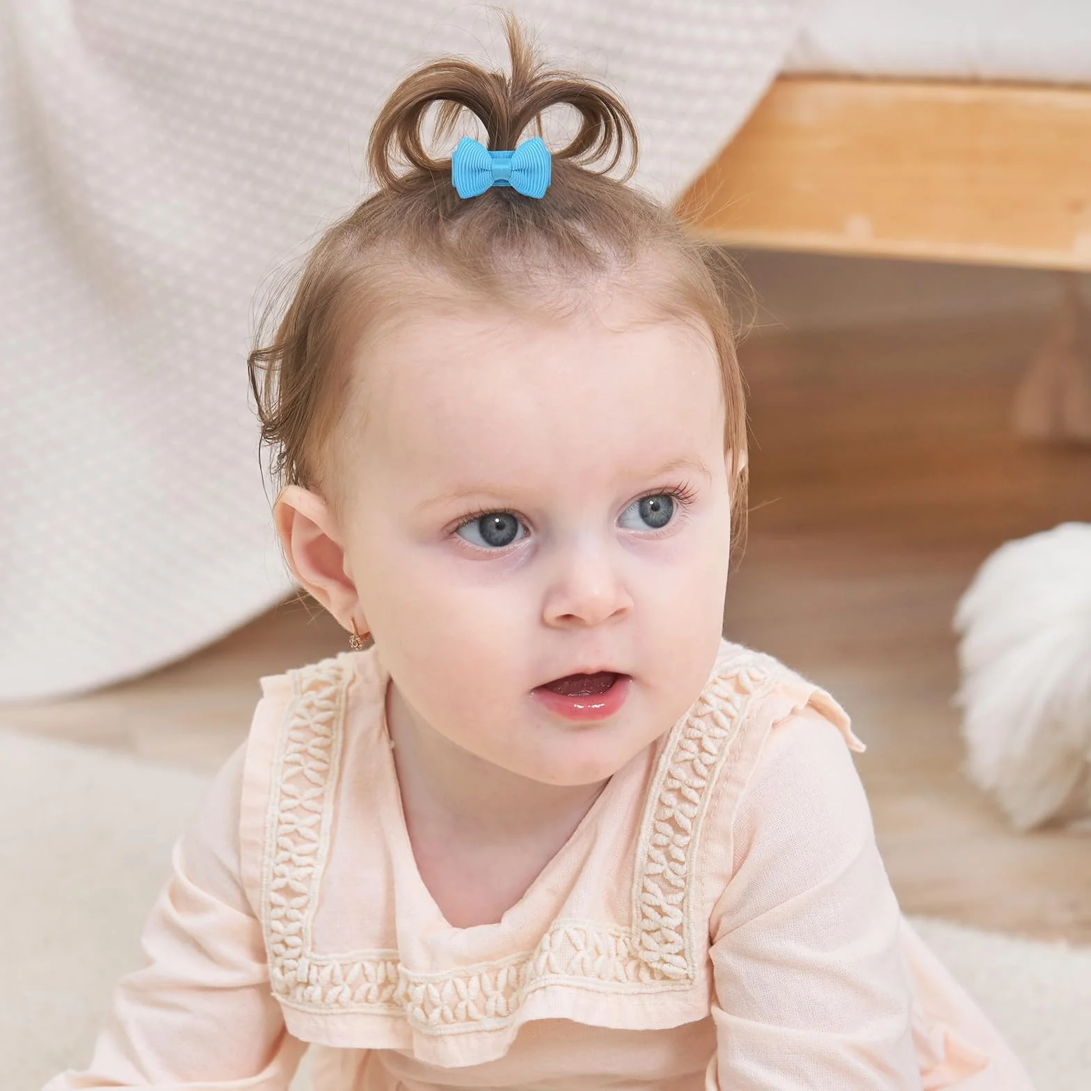Jollybows 25 pièces Barrette Cheveux Bebe Fille, 1,2 pouces 3cm Mini Pince Cheveux Grosgrain Ribbon Anti Glisse