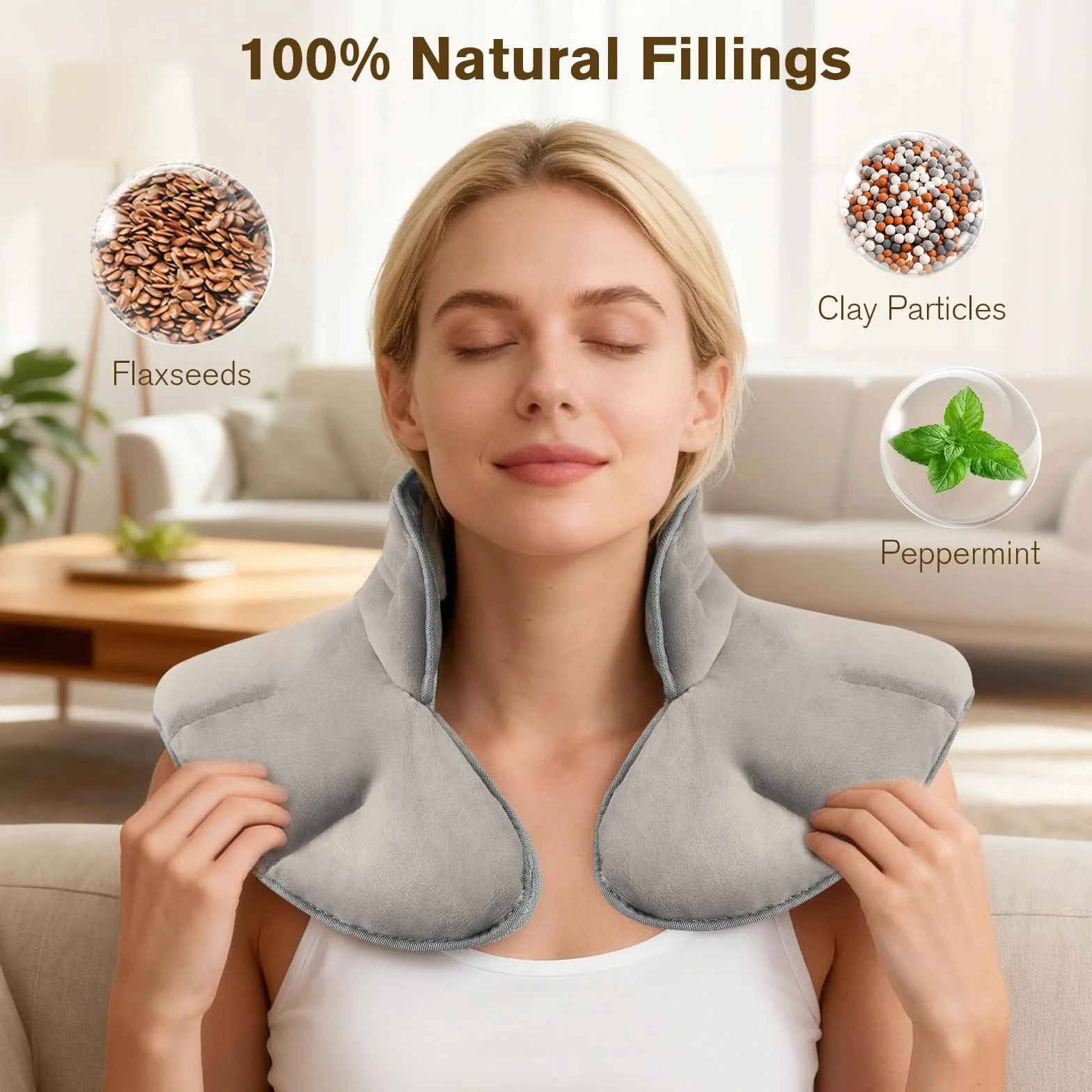 Coussin Chauffant Micro-ondes Cervical Gris Bouillotte Thermique Nuque