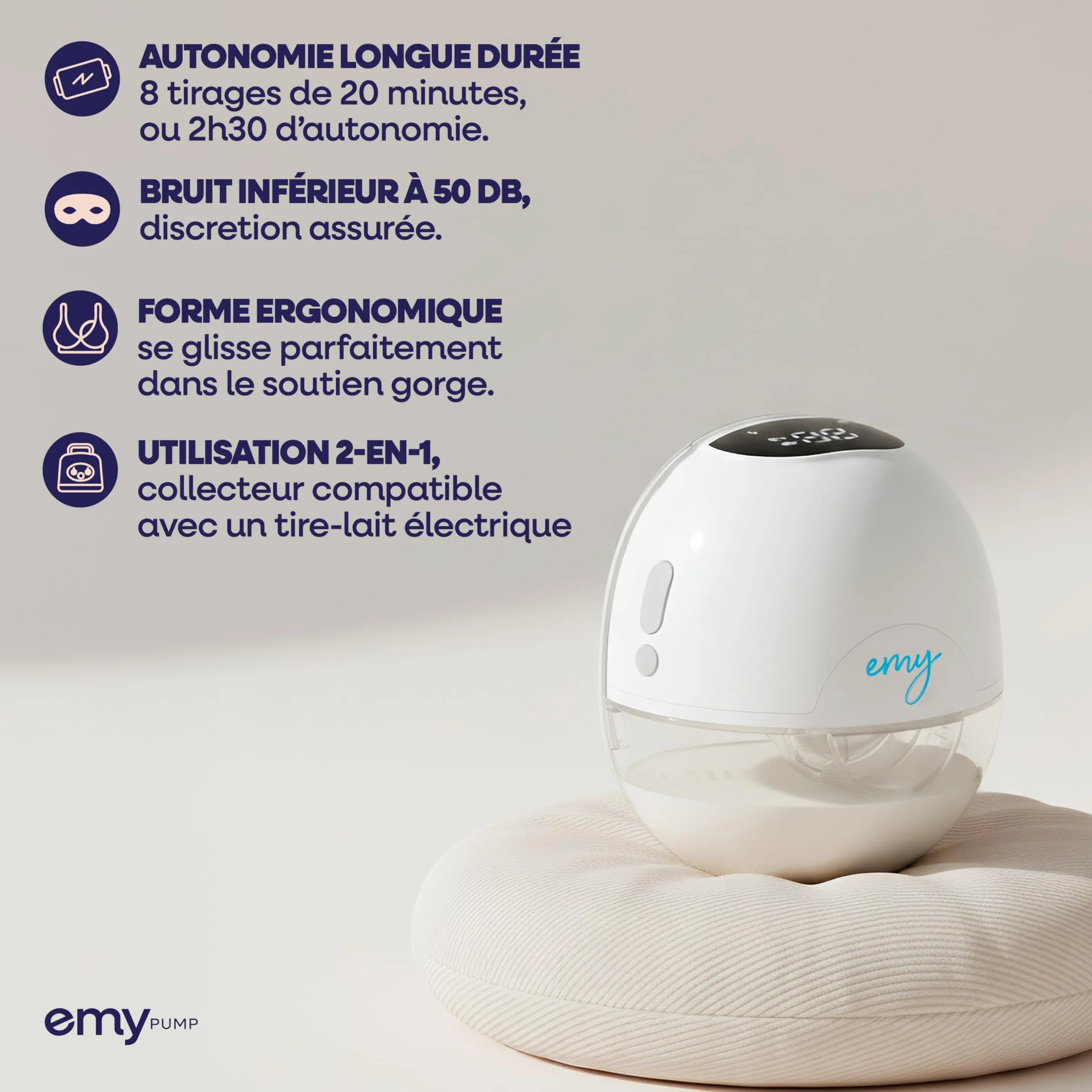 Tire-Lait Électrique Mains Libres Puissant Emy Pump Double, Portable, 6 Téterelles, Sans BPA