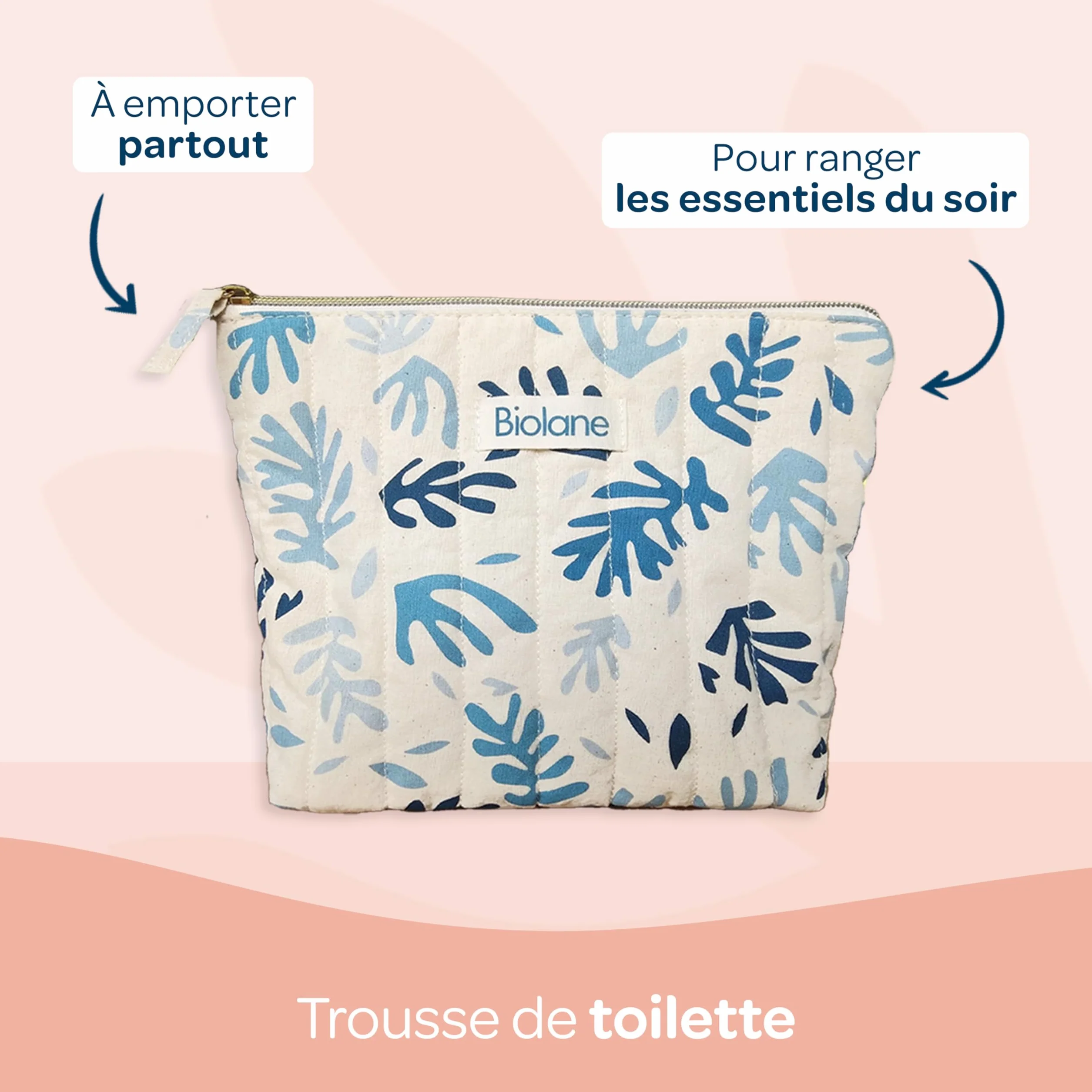 BIOLANE Trousse de toilette bébé Eau de toilette Crème Hydratante Gel Cheveux Coiffant Soin Ingrédients naturels Format nomade Fabriquée France