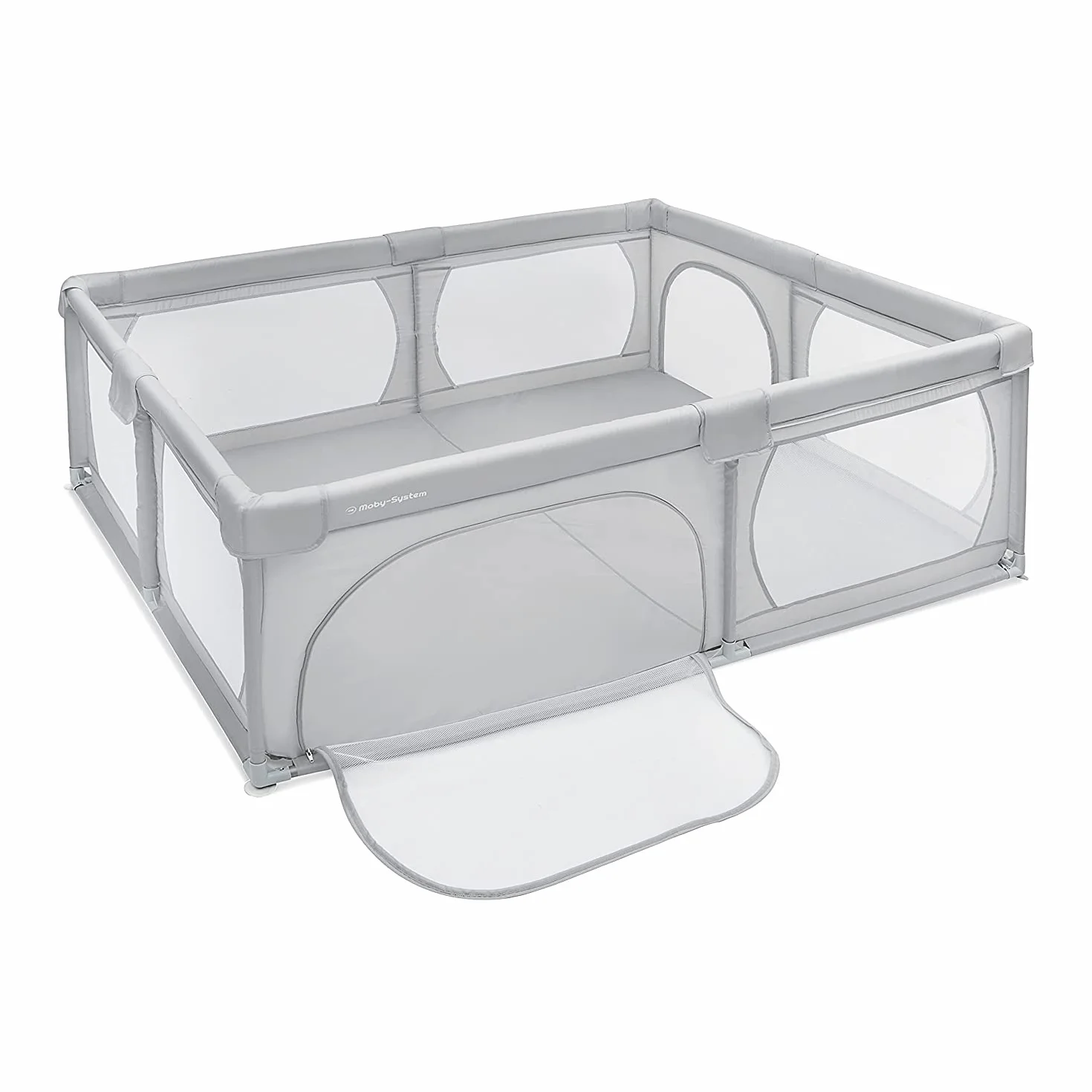Moby-System Parc pour bébé 200 x 140 cm gris centre d'activités avec base antidérapante imperméable