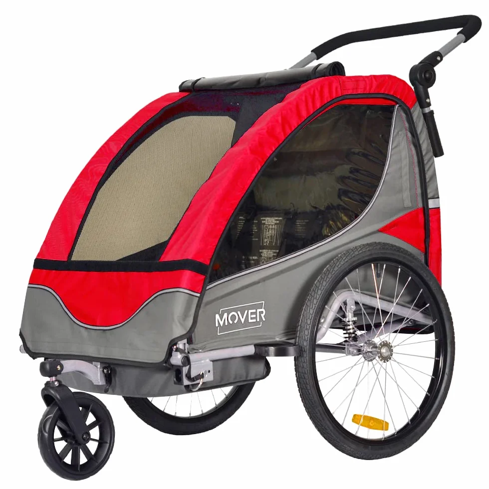 PAPILIOSHOP Remorque Vélo pour Enfants Pliable Tout-Terrain 1 ou 2 Enfants Rouge