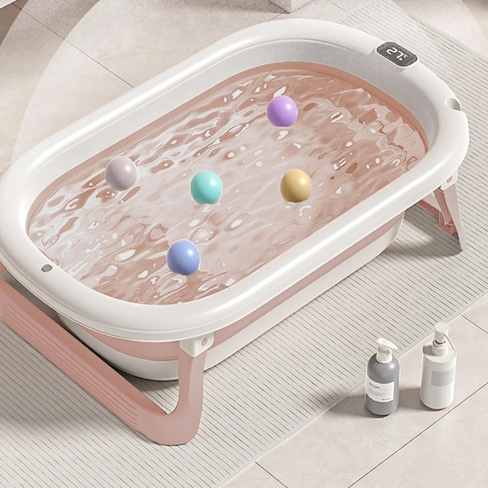 Baignoire Bébé Pliable avec Thermomètre 0-36 Mois